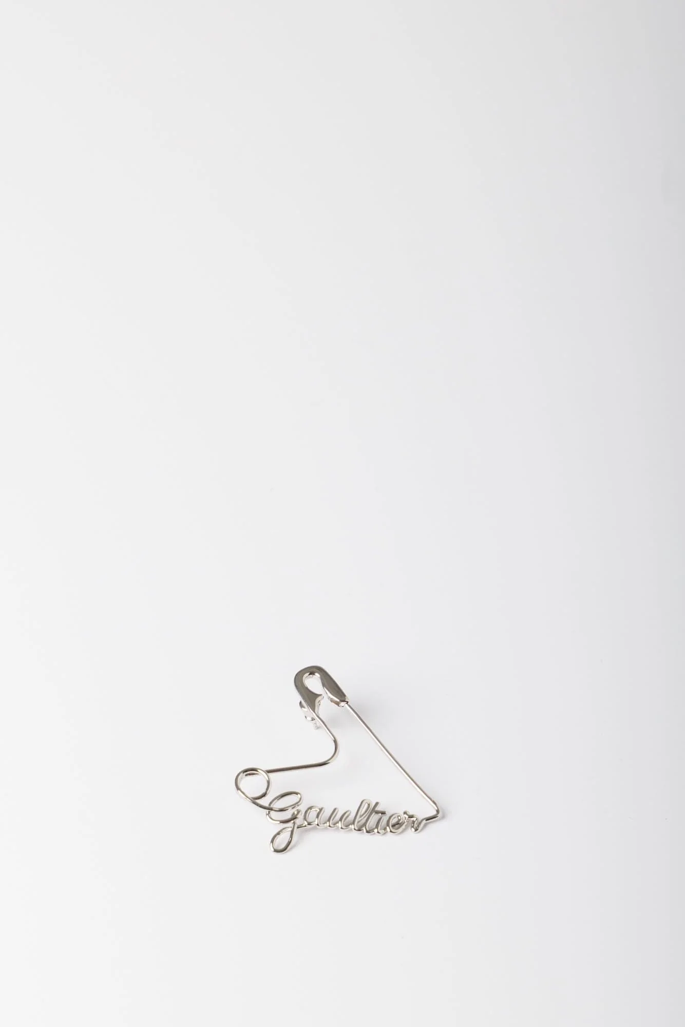 Jean Paul Gaultier Heart Safety Pin Hair Clip in Silver