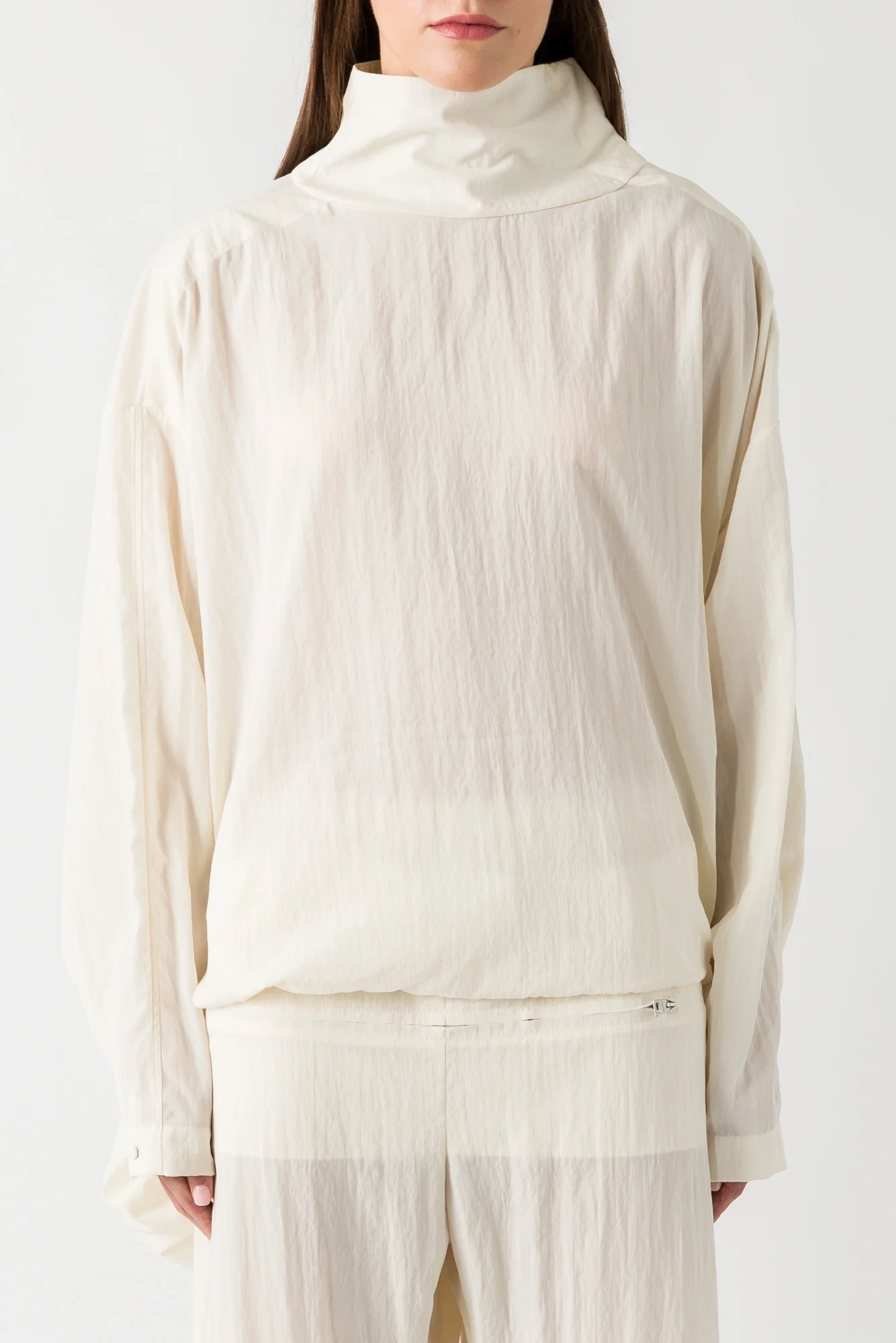 Jean Paul Gaultier Hooded Long Sleeve Top In Ecru