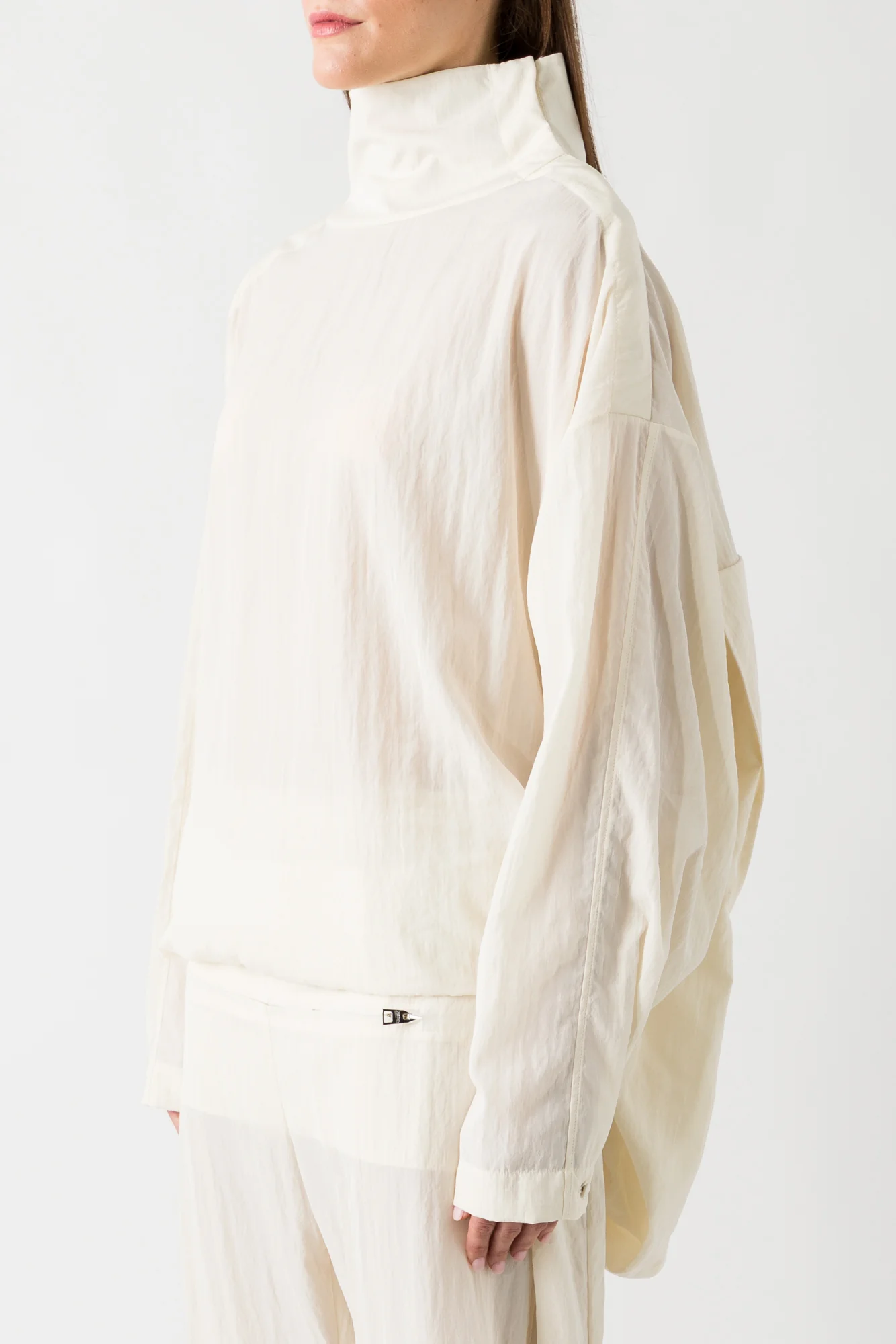 Jean Paul Gaultier Hooded Long Sleeve Top In Ecru - Image 2