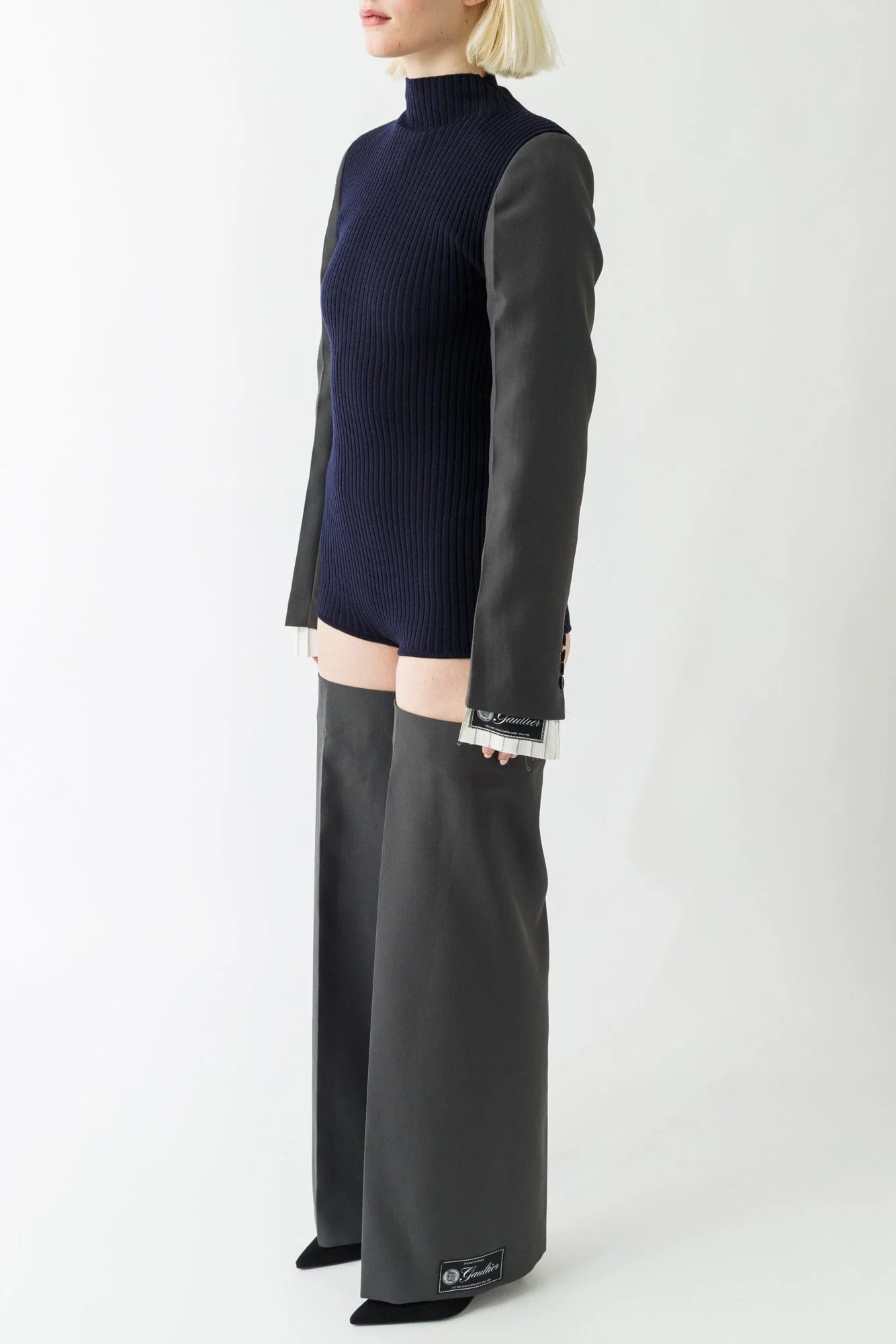 Jean Paul Gaultier Merino Wool Bodysuit in Navy - Image 2