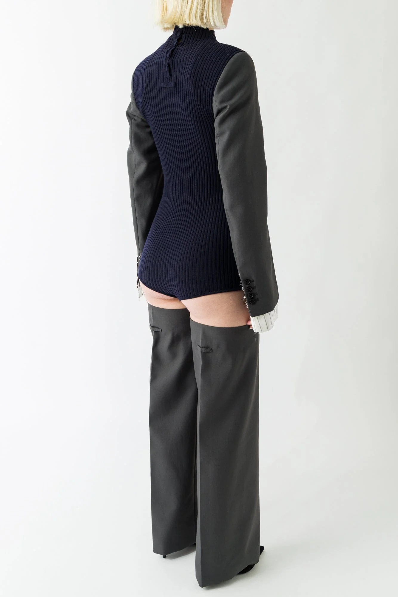 Jean Paul Gaultier Merino Wool Bodysuit in Navy - Image 3
