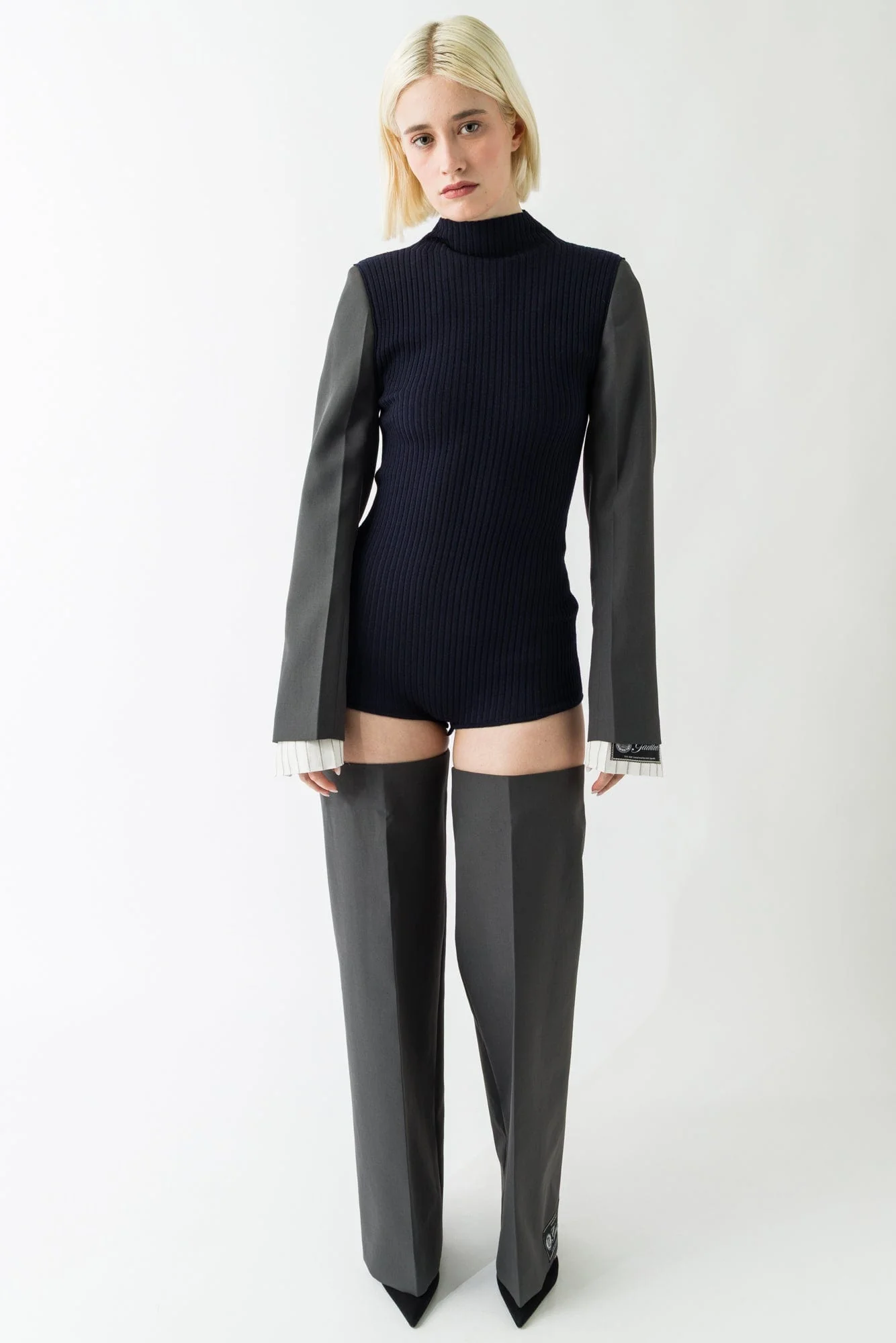 Jean Paul Gaultier Merino Wool Bodysuit in Navy - Image 4