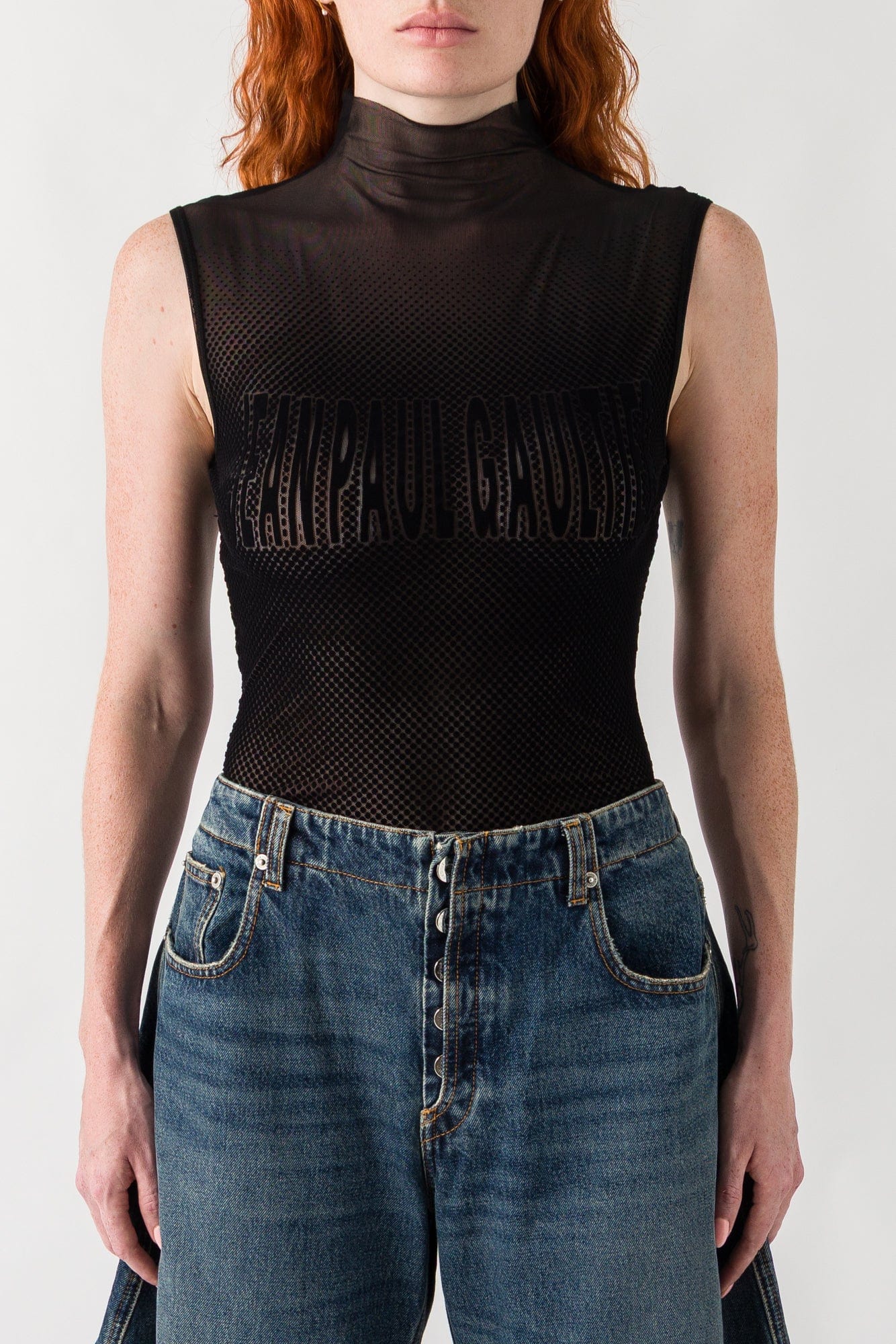 Jean Paul Gaultier Mesh Bodysuit In Black
