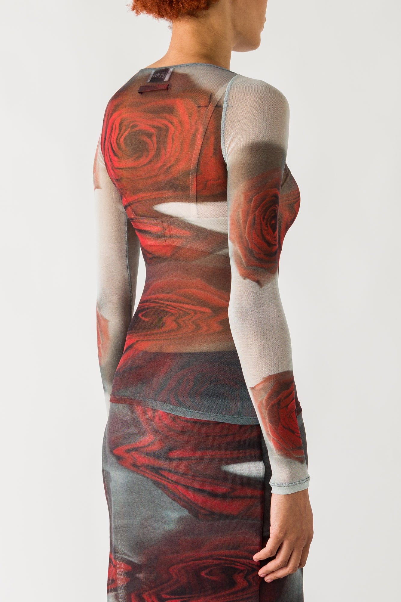 Jean Paul Gaultier Mesh Long Sleeve in Blurry Roses - Image 3