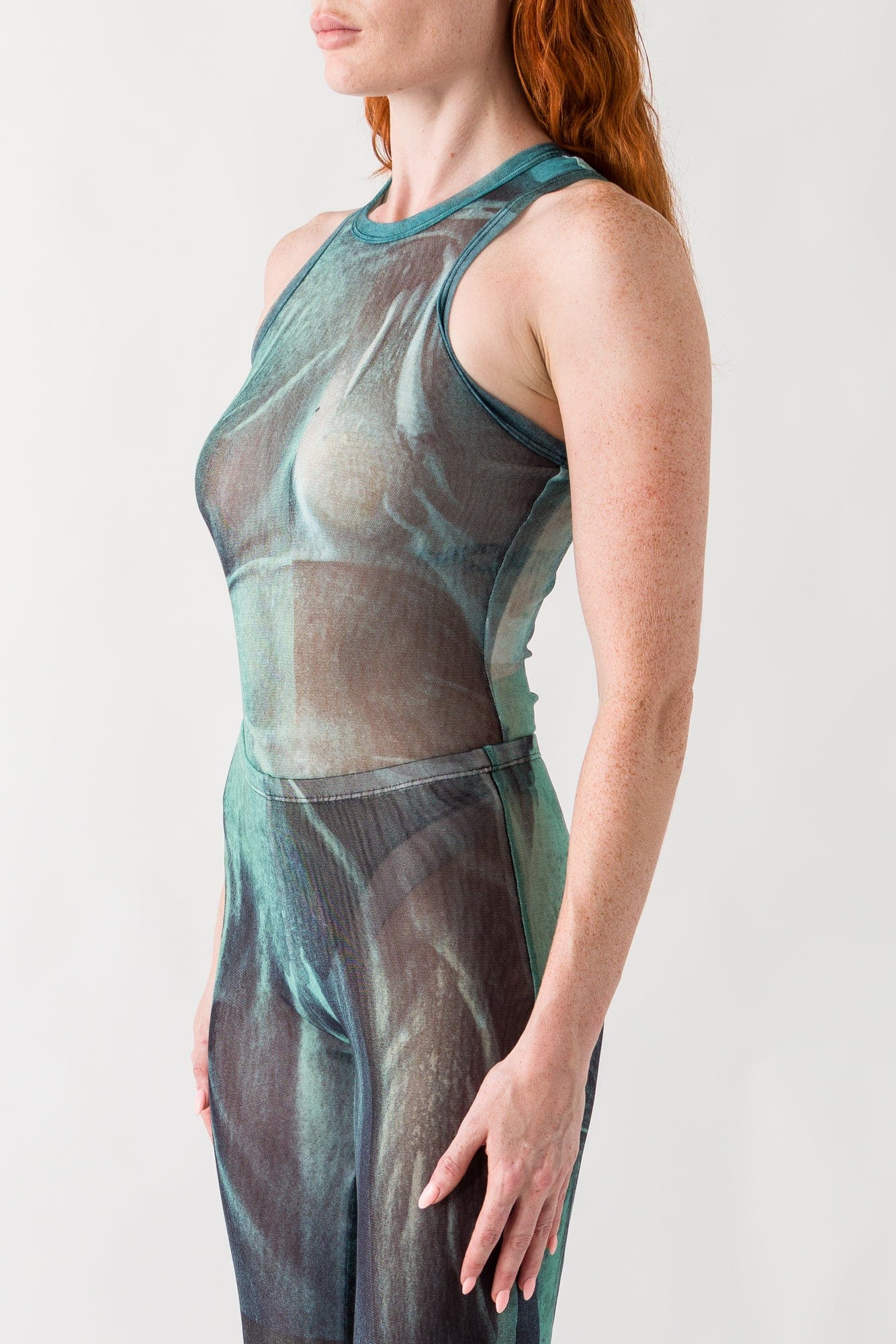 Jean Paul Gaultier Mesh Printed Bodysuit In Water - Image 2