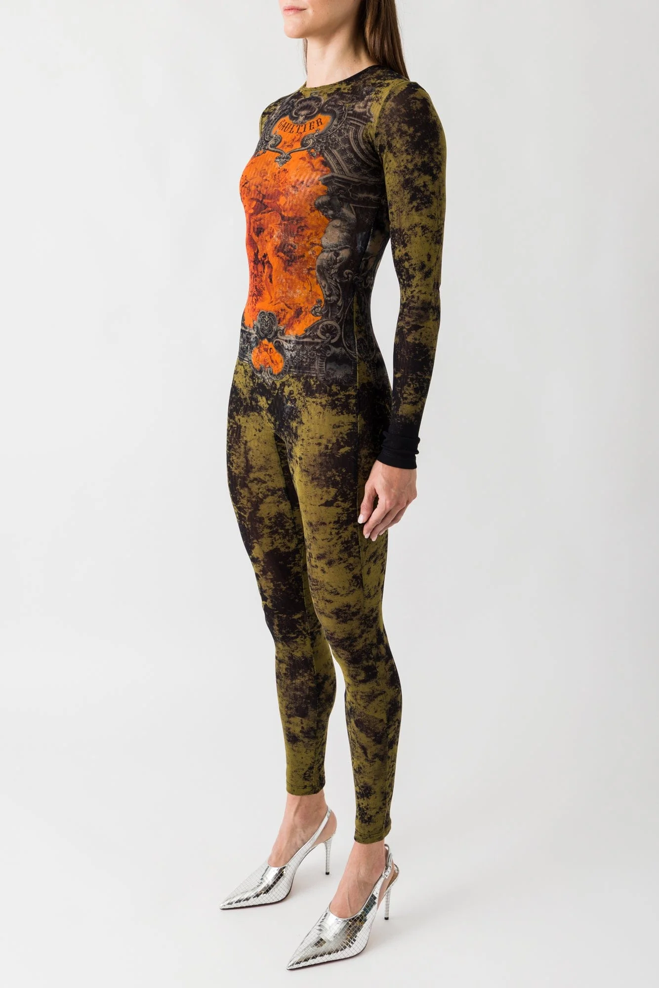 Jean Paul Gaultier Mesh Printed Catsuit In Médaillon - Image 2