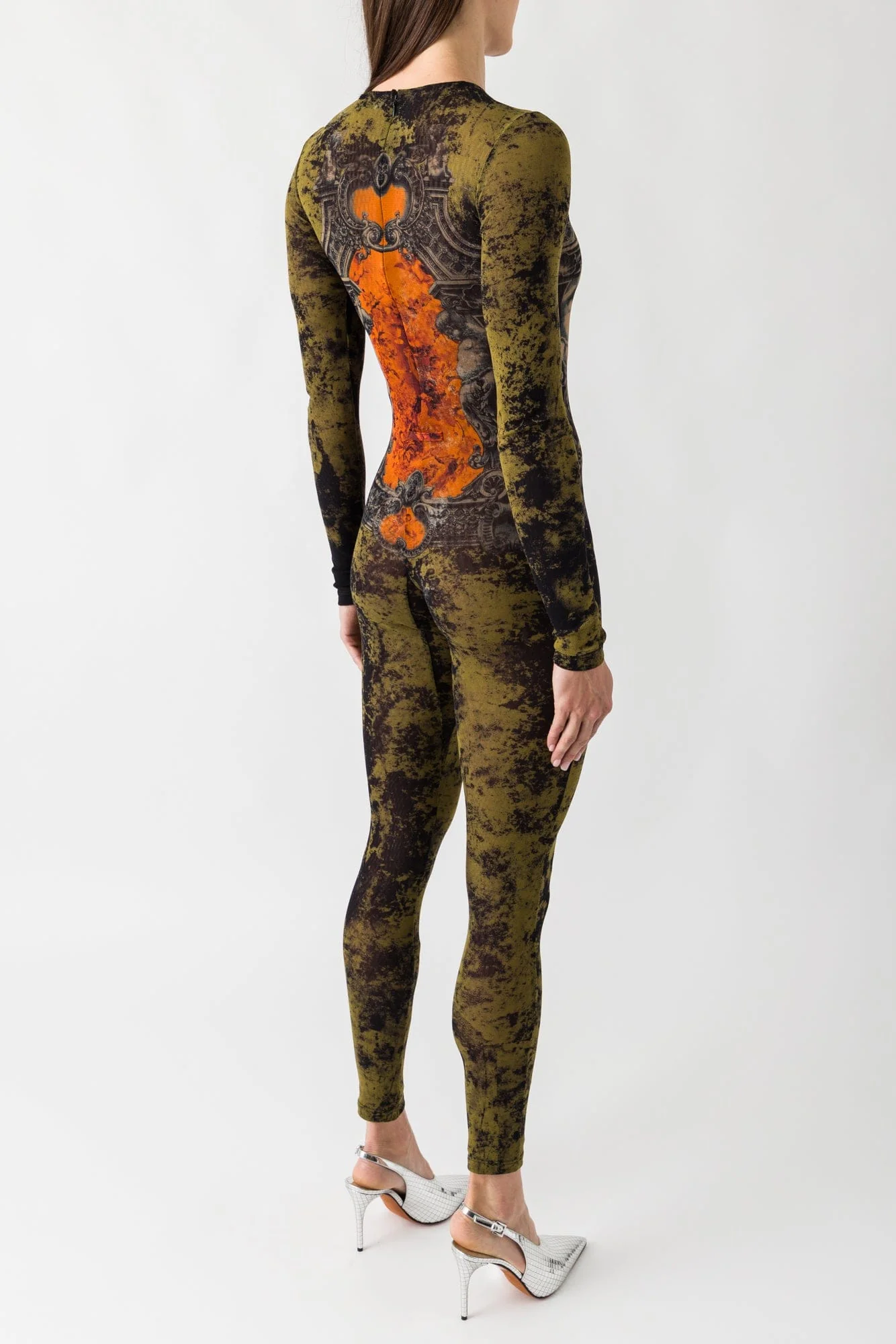Jean Paul Gaultier Mesh Printed Catsuit In Médaillon - Image 3