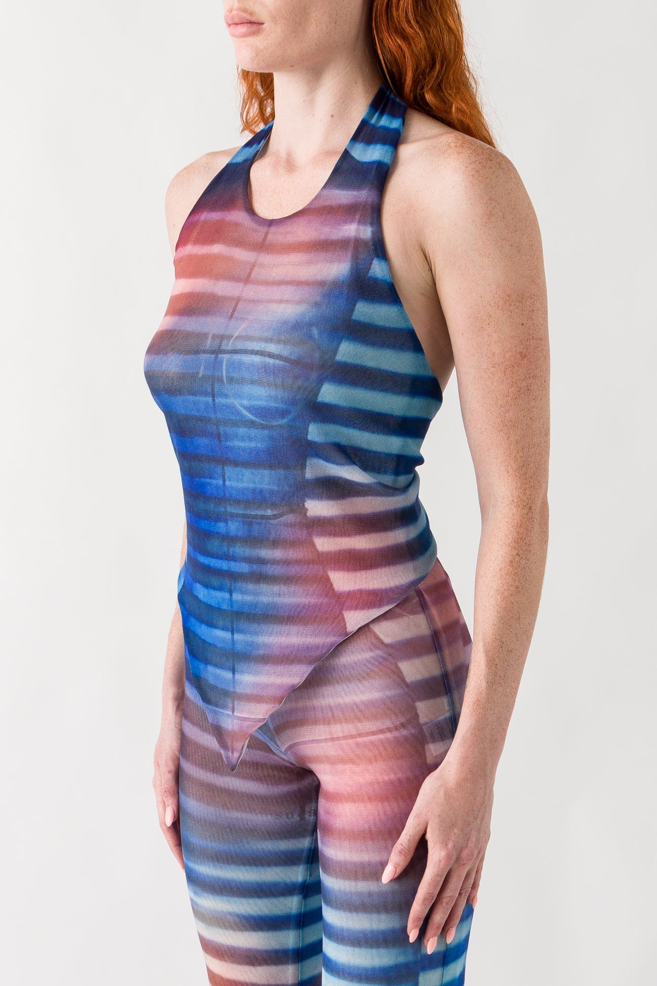Jean Paul Gaultier Mesh Printed Scarf Top In Air - Image 2