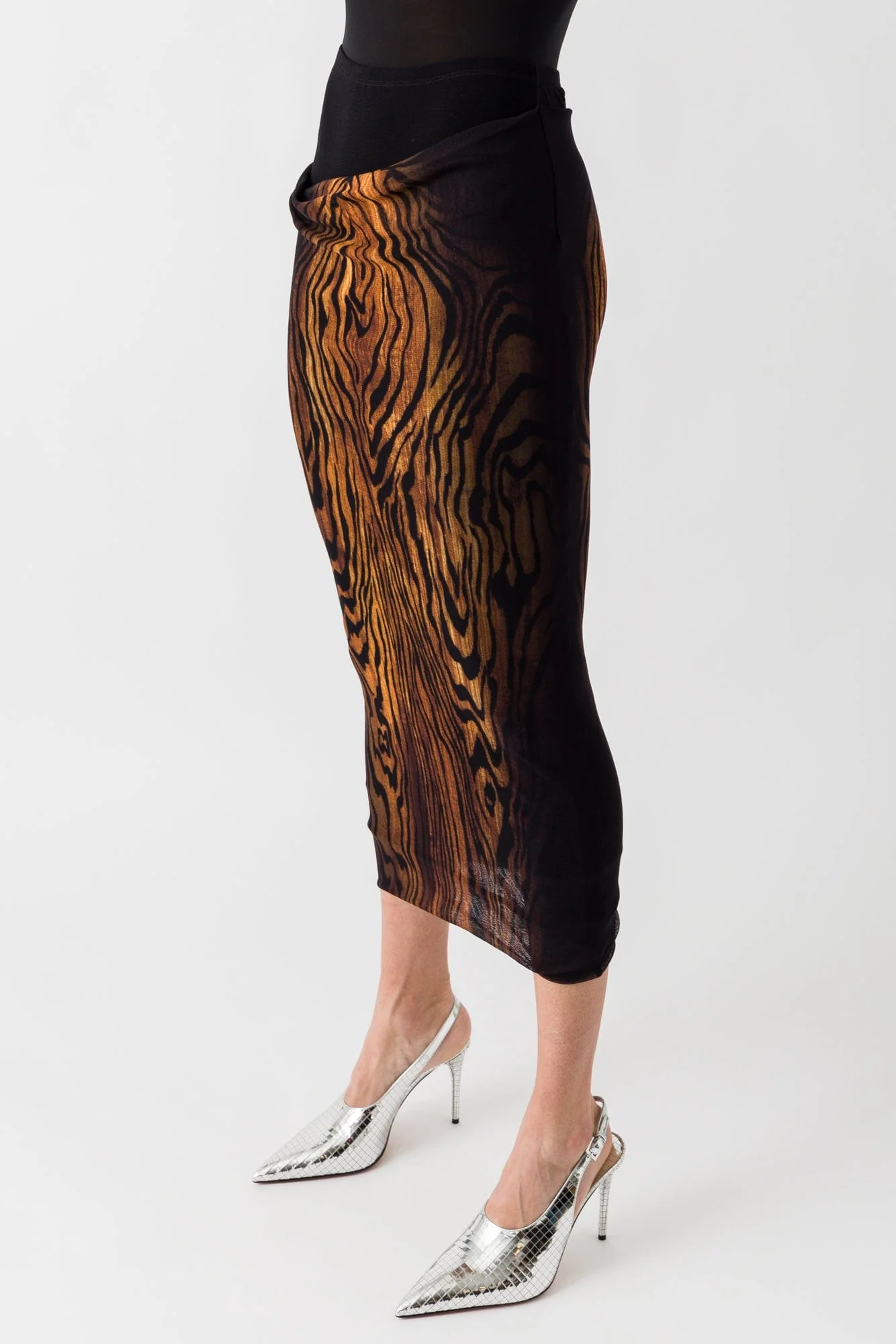 Jean Paul Gaultier Mesh Printed Skirt In Wood - Image 2