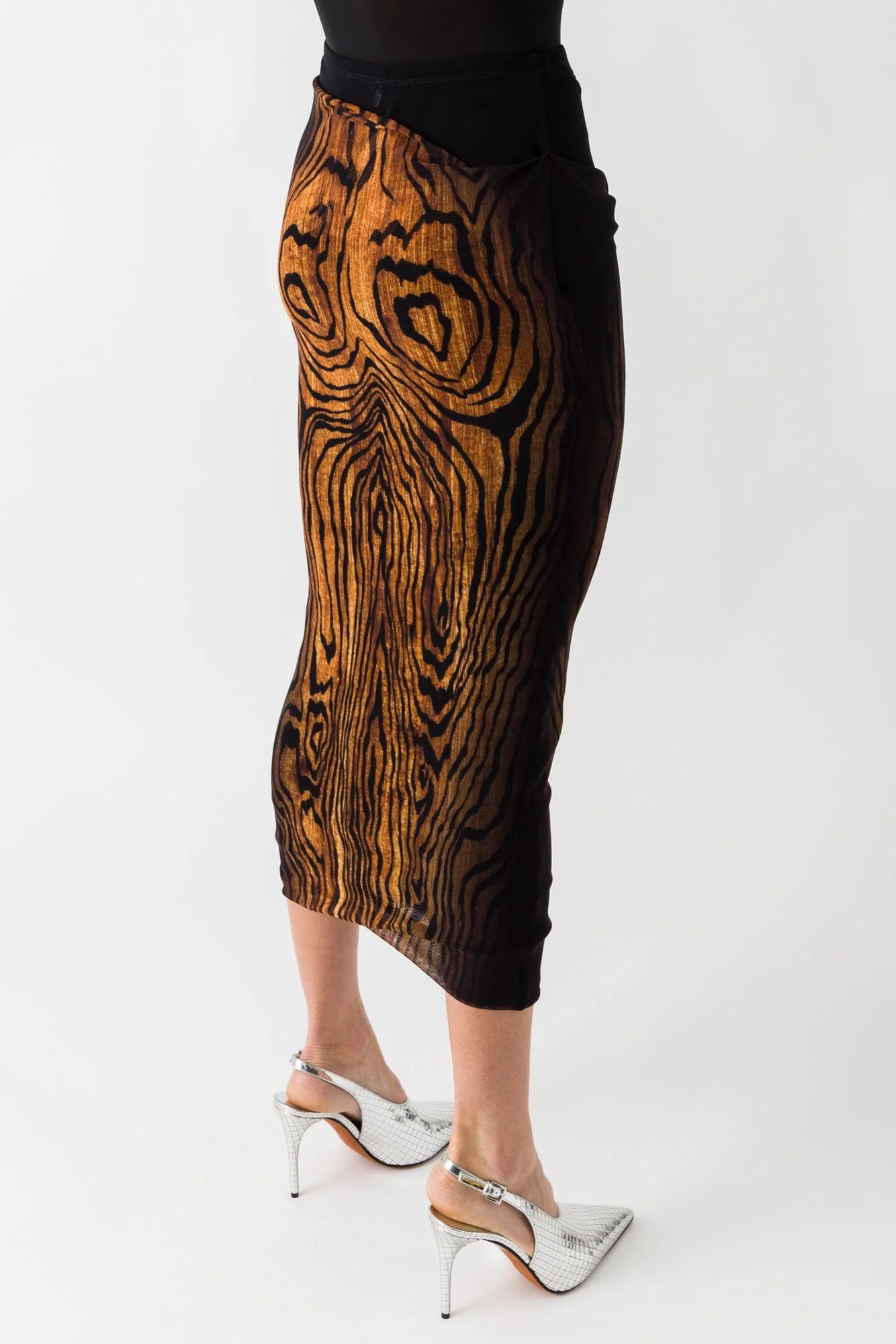 Jean Paul Gaultier Mesh Printed Skirt In Wood - Image 3