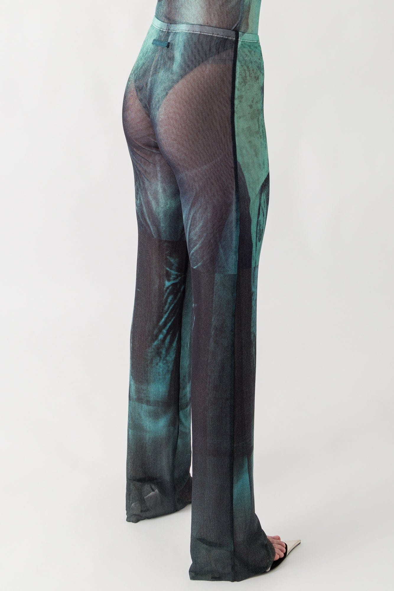 Jean Paul Gaultier Mesh Printed Trouser In Water - Image 3
