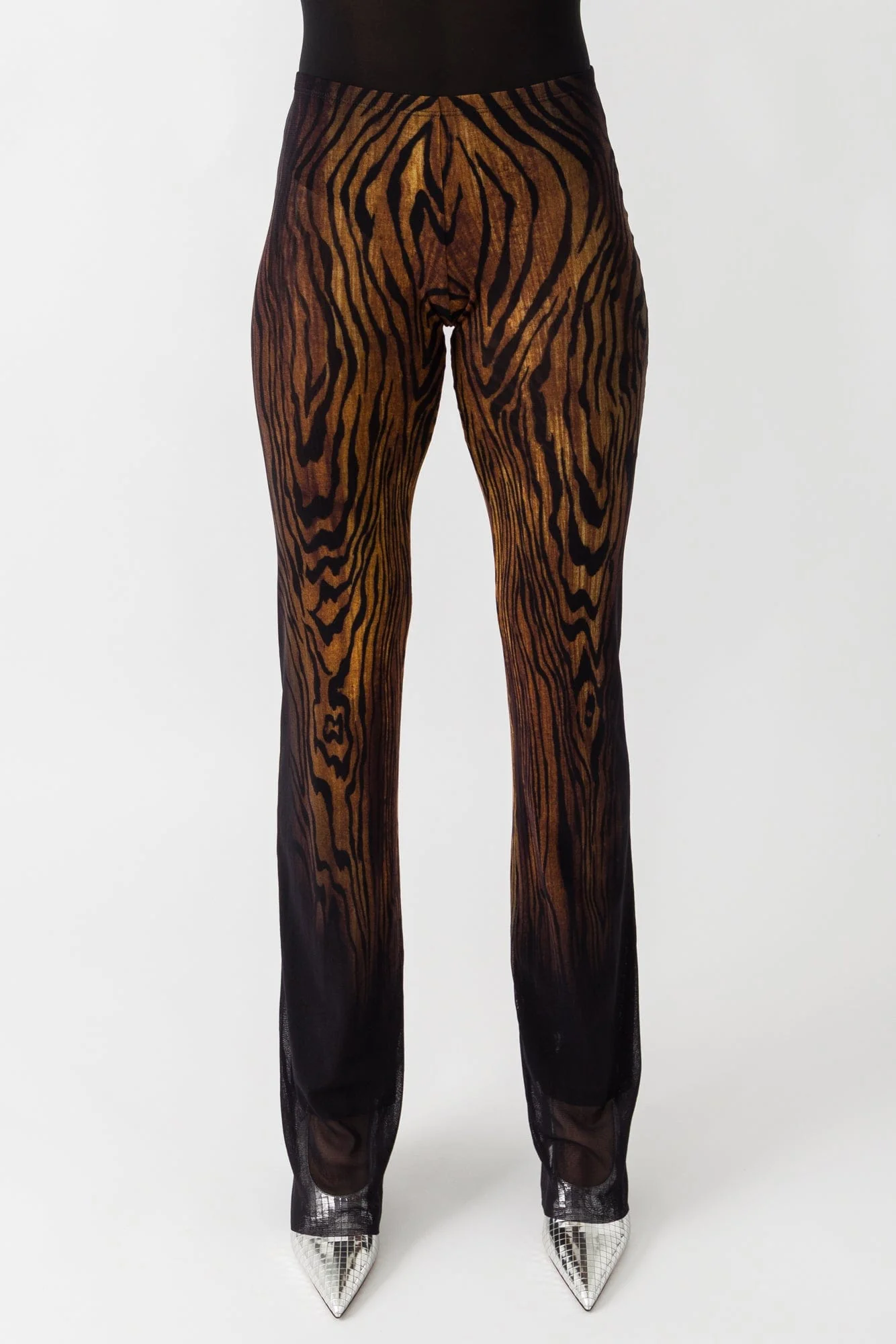 Jean Paul Gaultier Mesh Printed Trousers In Wood