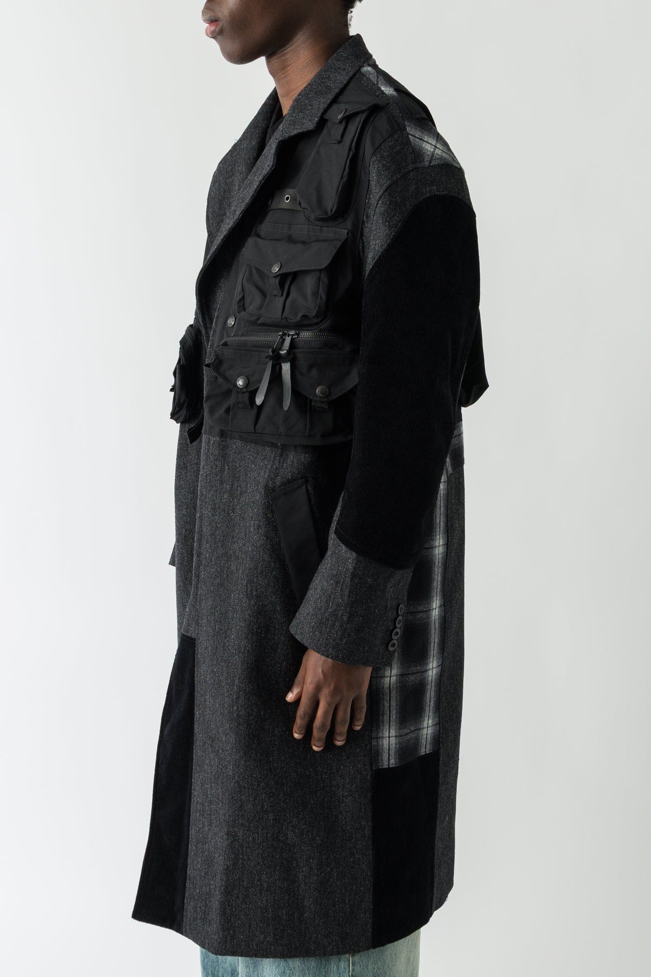 Junya Watanabe MAN Combination Coat in Black and Grey - Image 2