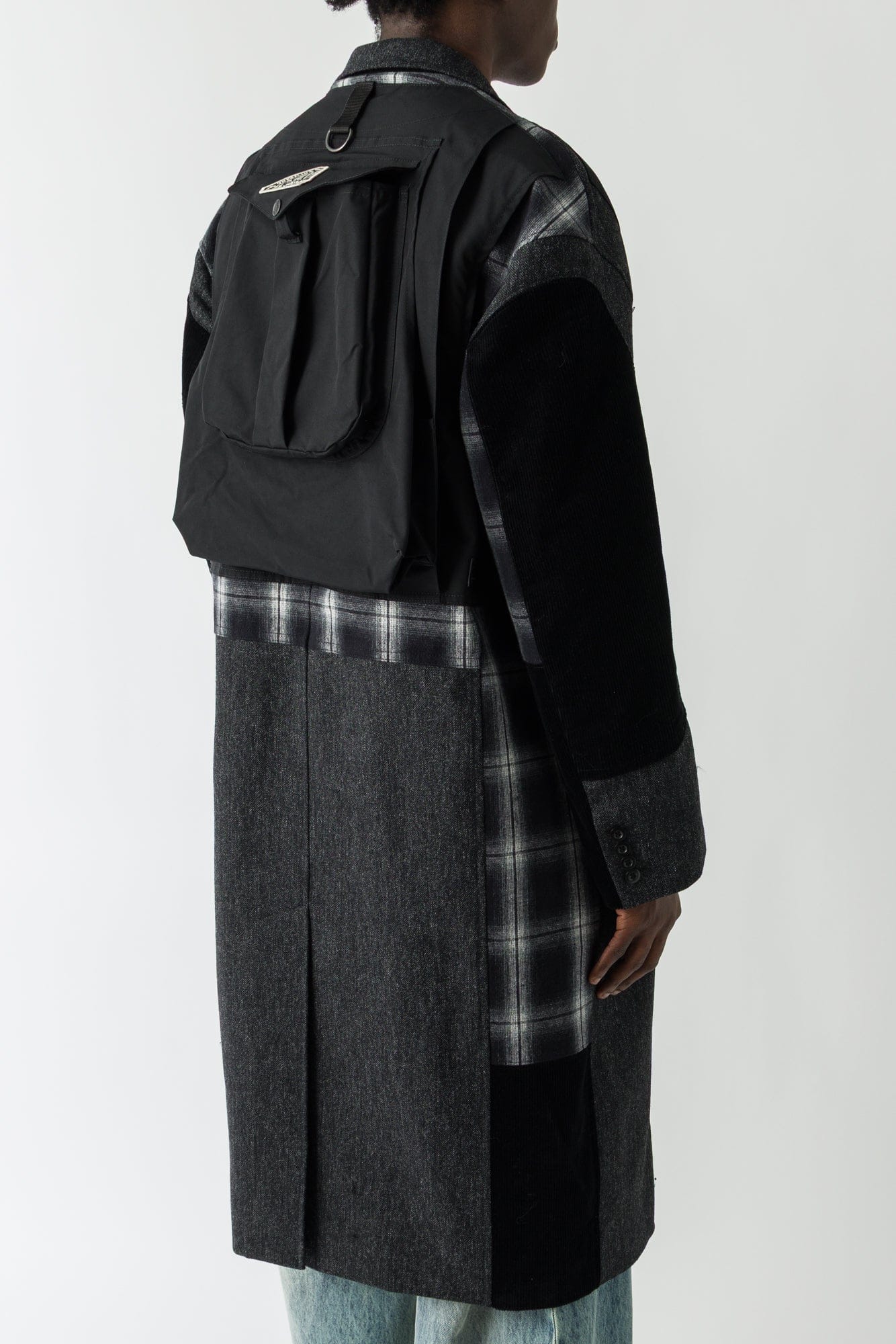 Junya Watanabe MAN Combination Coat in Black and Grey - Image 3