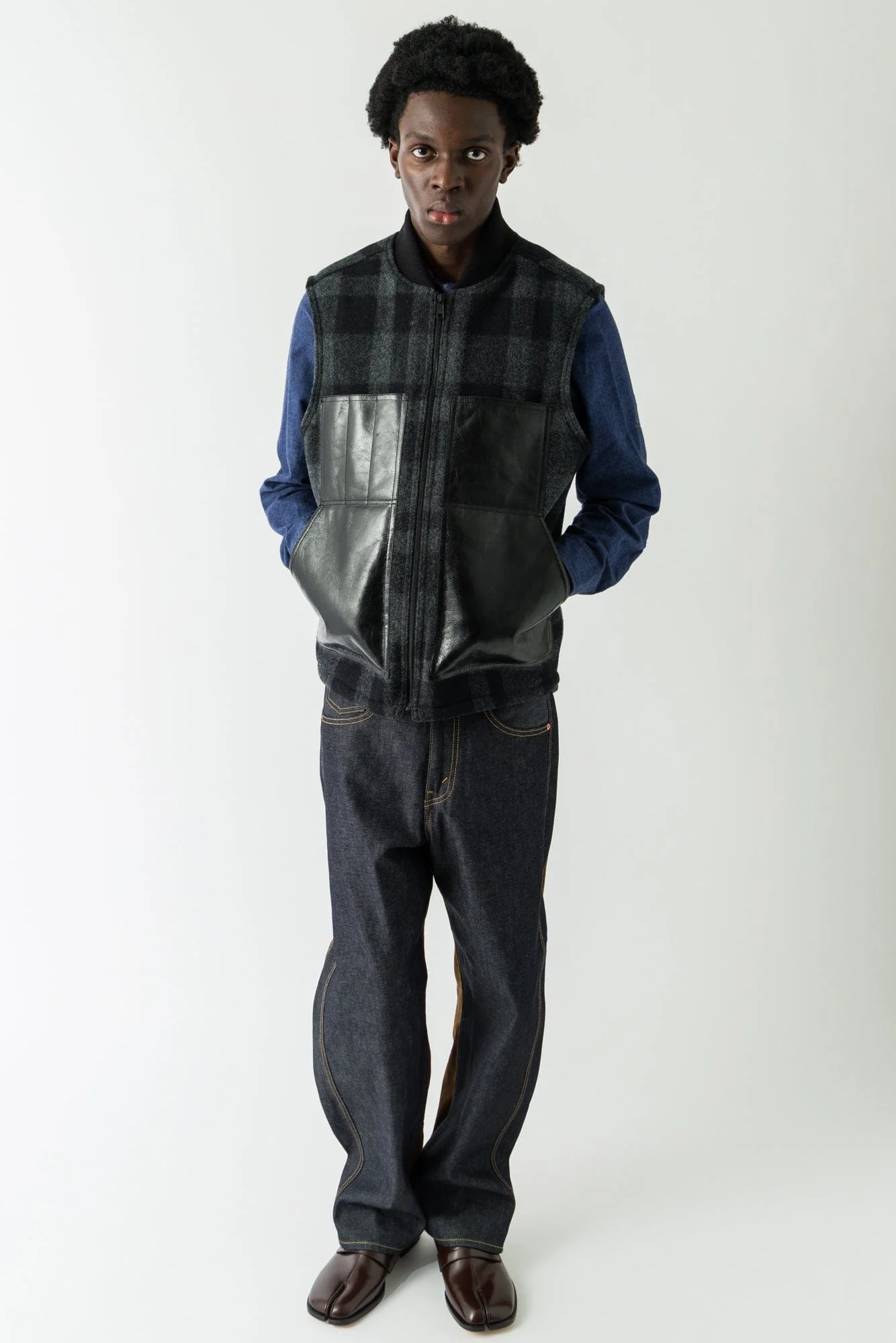 Junya Watanabe MAN Combination Vest in Grey and Black - Image 4