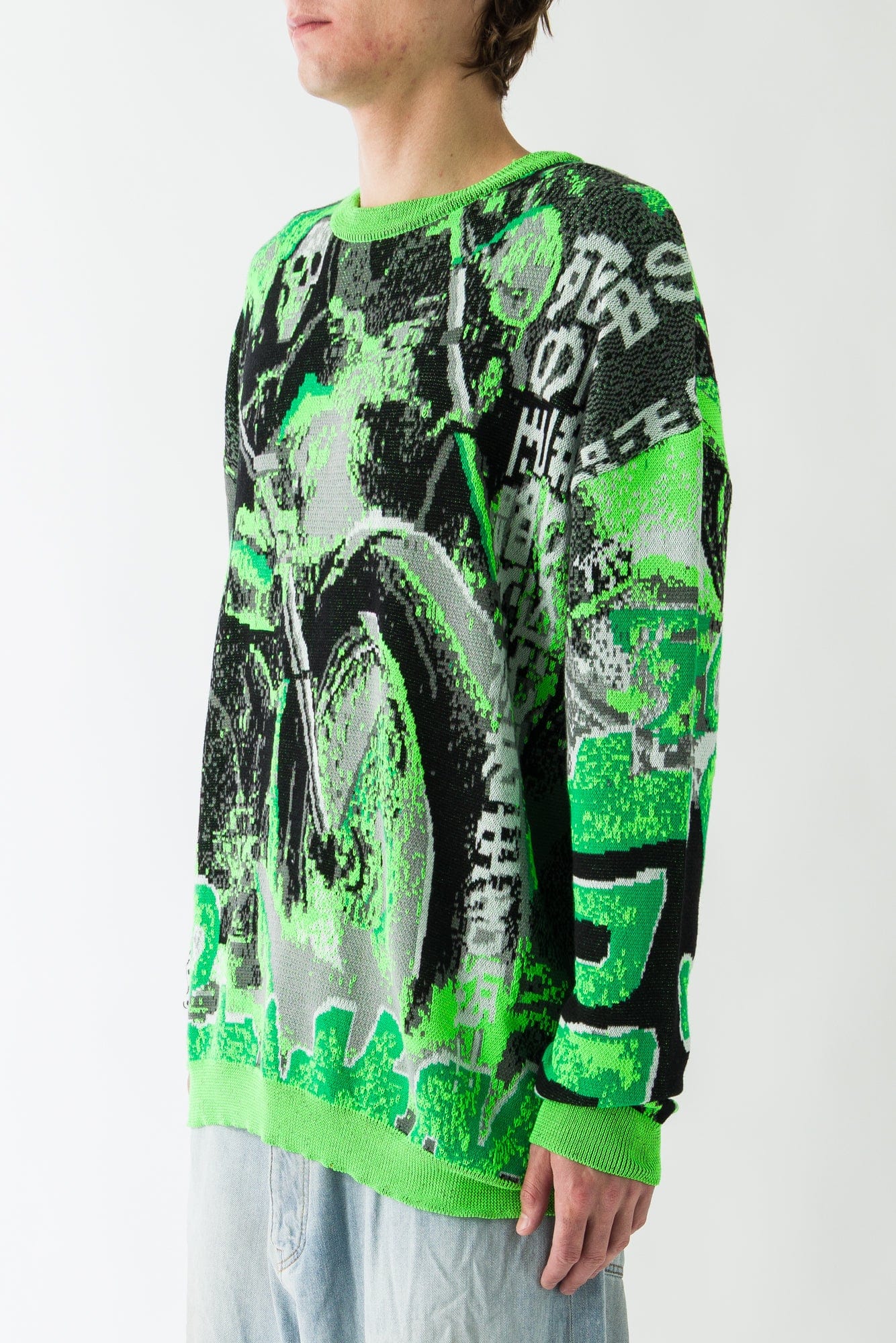 Lu'u Dan Misfit Jacquard Jumper in Acid Green - Image 2