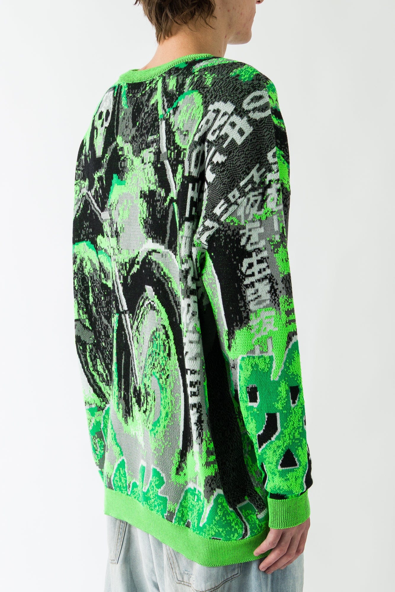 Lu'u Dan Misfit Jacquard Jumper in Acid Green - Image 3