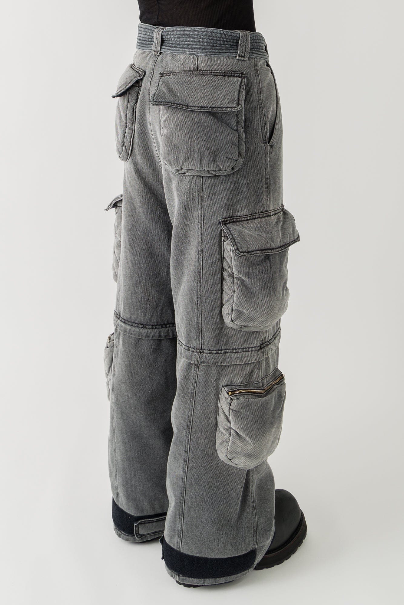 Lu'u Dan Wadded Cargo Jeans in Washed Denim - Image 3