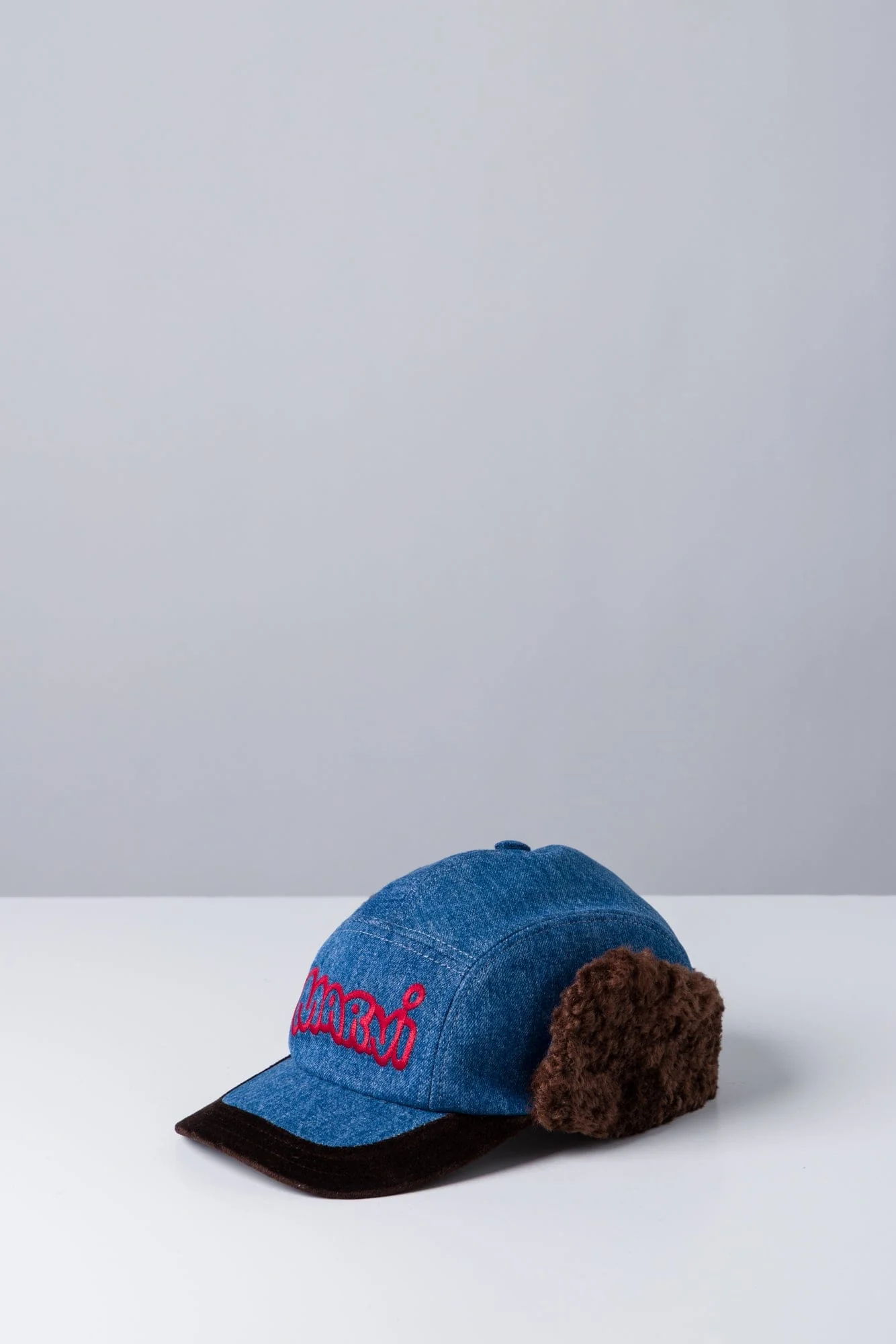 Marni Fur Baseball Cap in Denim - Image 2