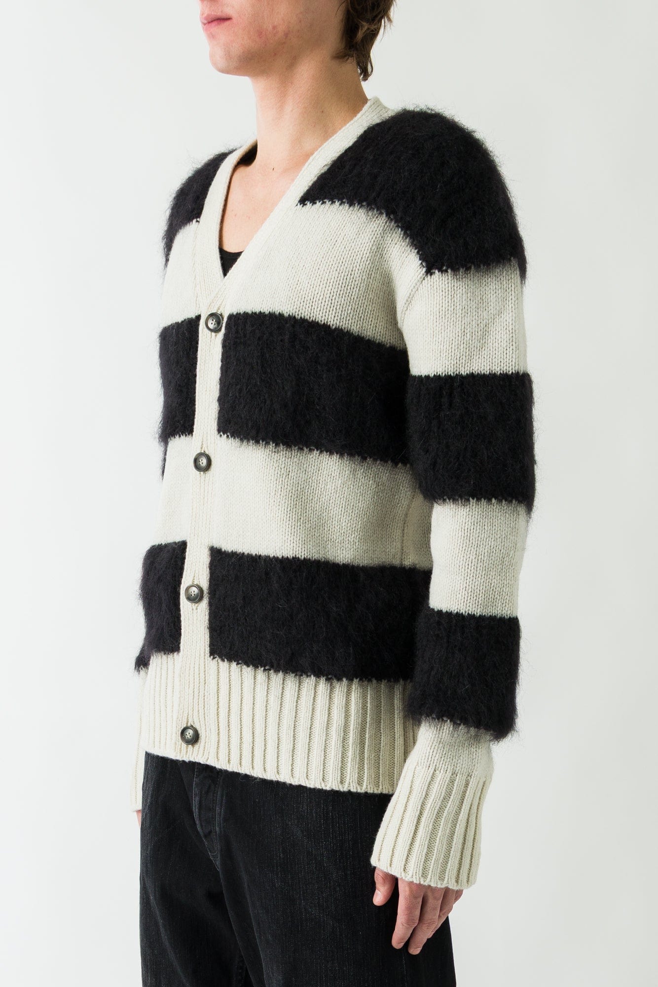 Marni Striped Cardigan with Fur Collar - Image 2
