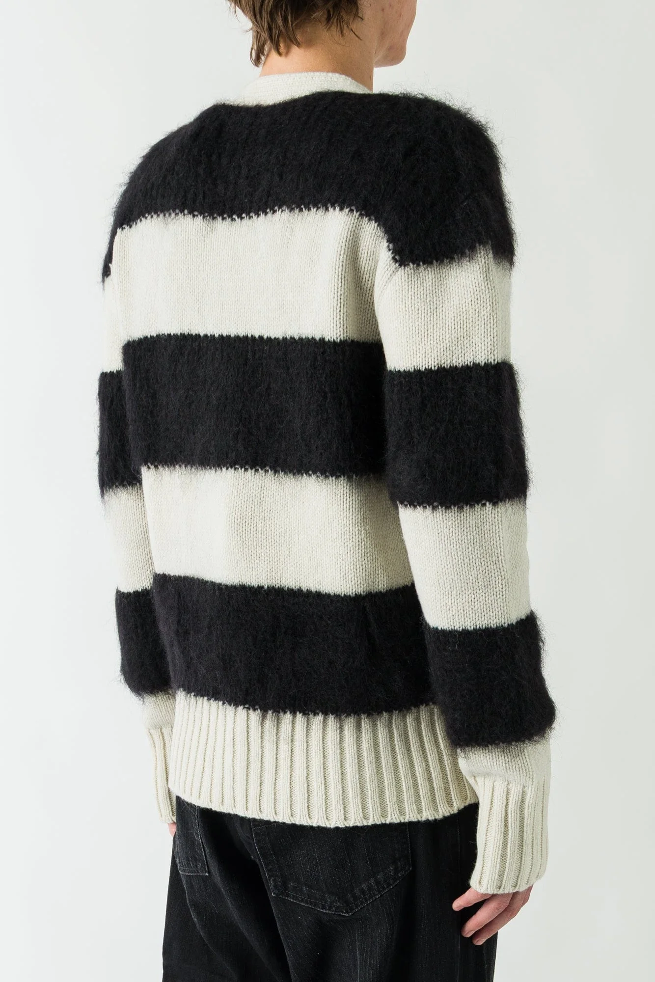 Marni Striped Cardigan with Fur Collar - Image 3