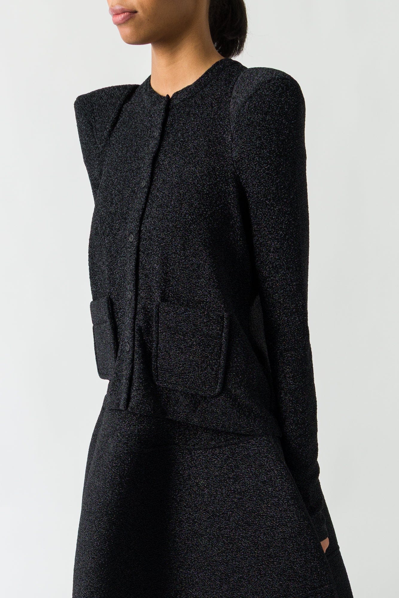 Melitta Baumeister Foamy Shoulder Cardigan in Glittery Jersey - Image 2