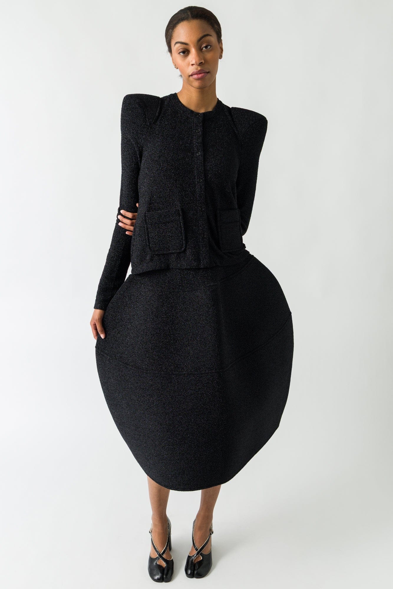 Melitta Baumeister Foamy Shoulder Cardigan in Glittery Jersey - Image 4