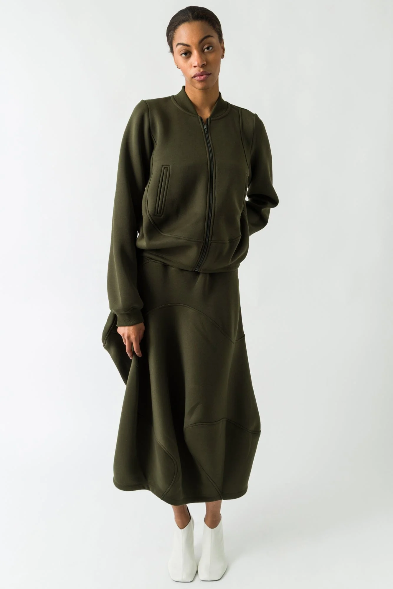 Melitta Baumeister Wavy Zip Up Jacket in Moss - Image 4