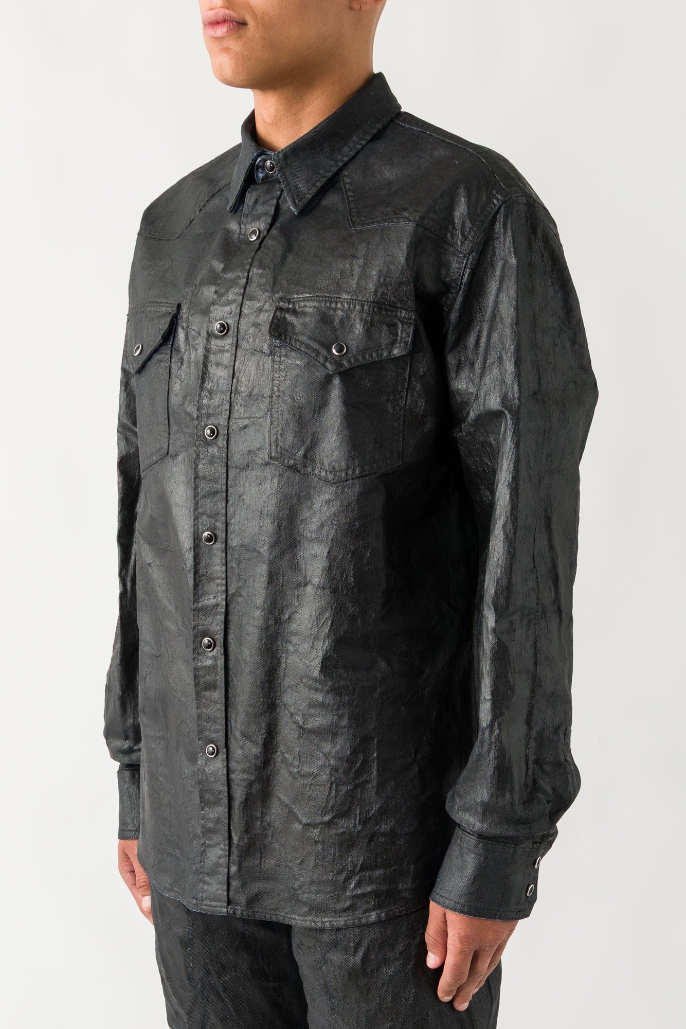 MM6 Long Sleeved Painted Denim Shirt - Image 2