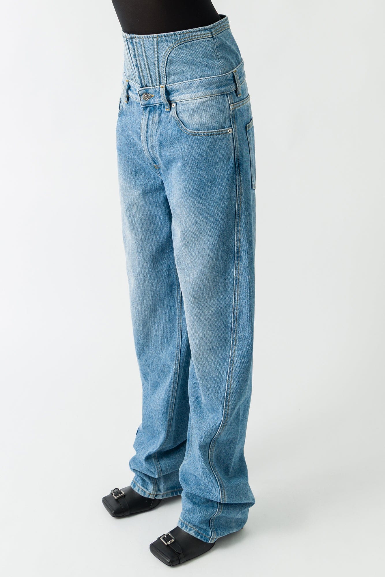 Mugler Barrel Jeans In Medium Blue - Image 2