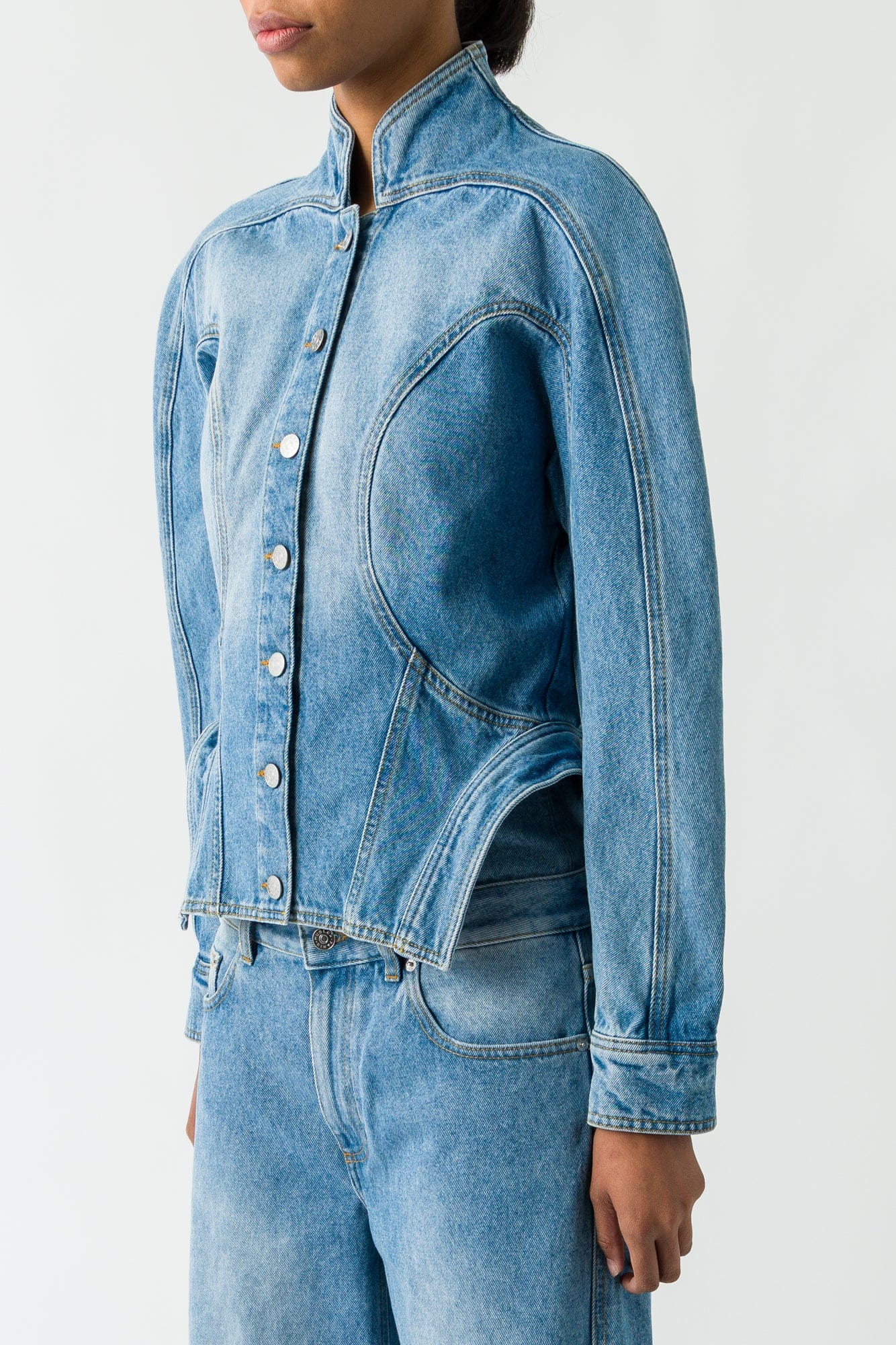 Mugler Denim Shirt In Medium Blue - Image 2