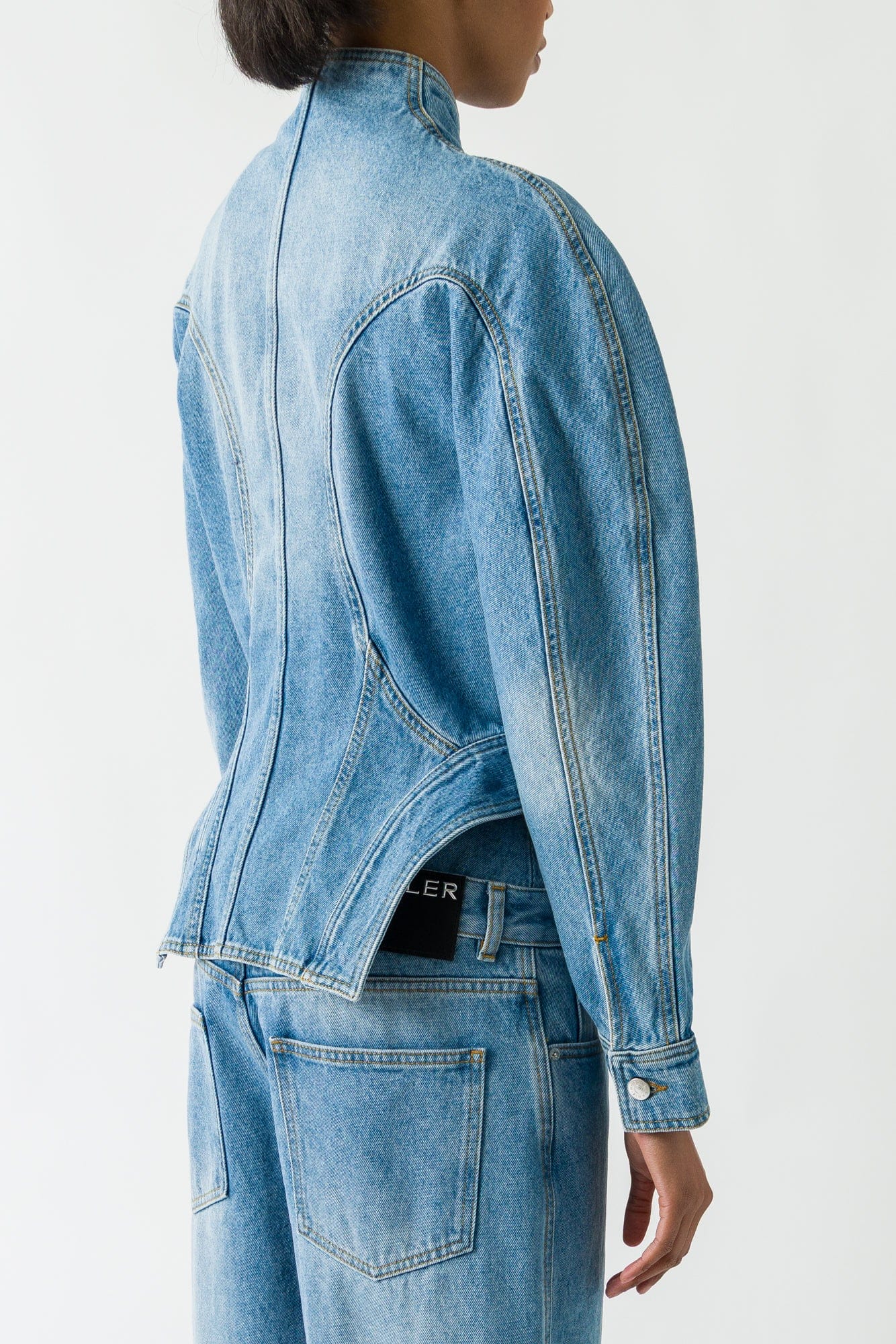Mugler Denim Shirt In Medium Blue - Image 3