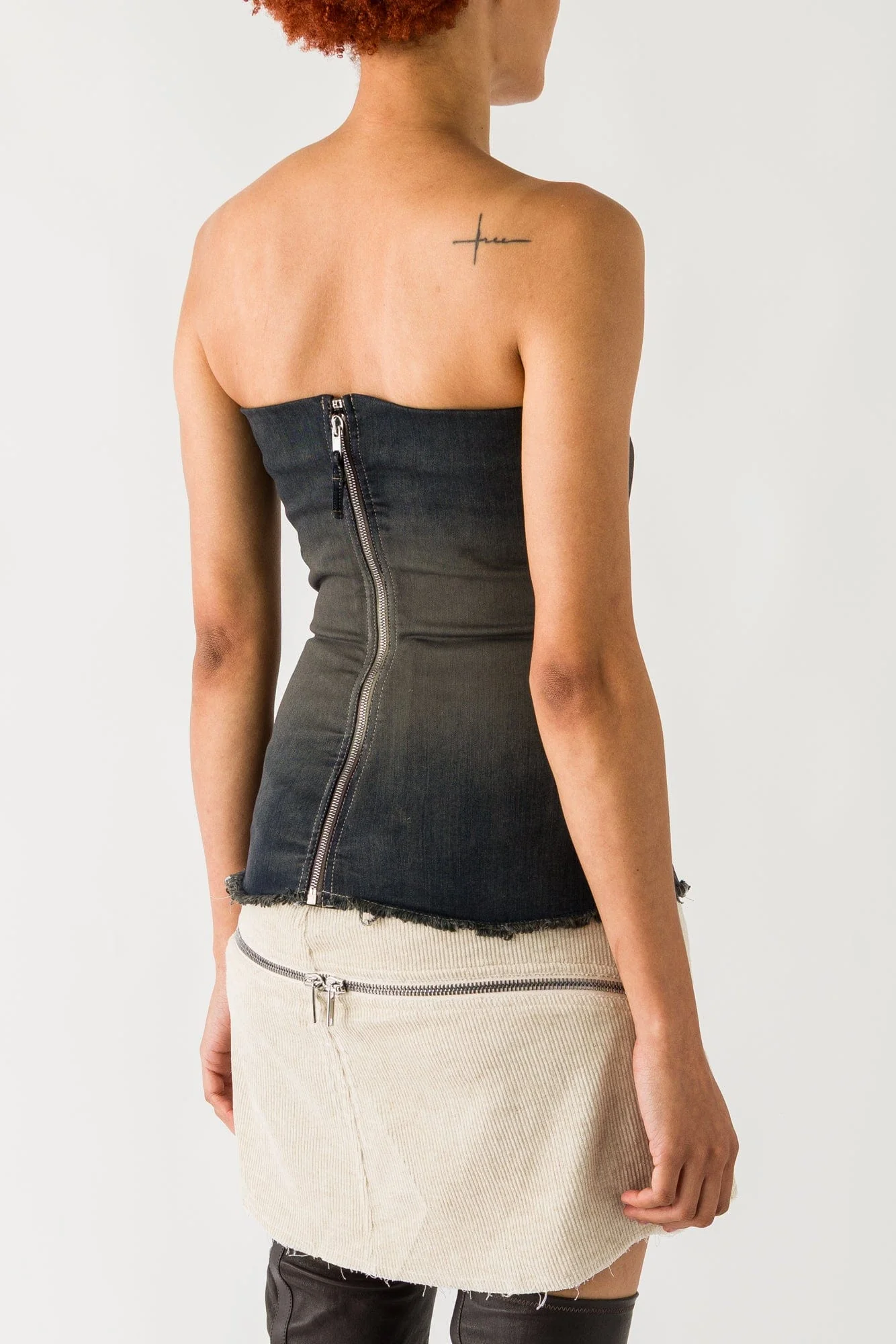 Rick Owens Bustier Top in Stretch Degrade Denim - Image 3