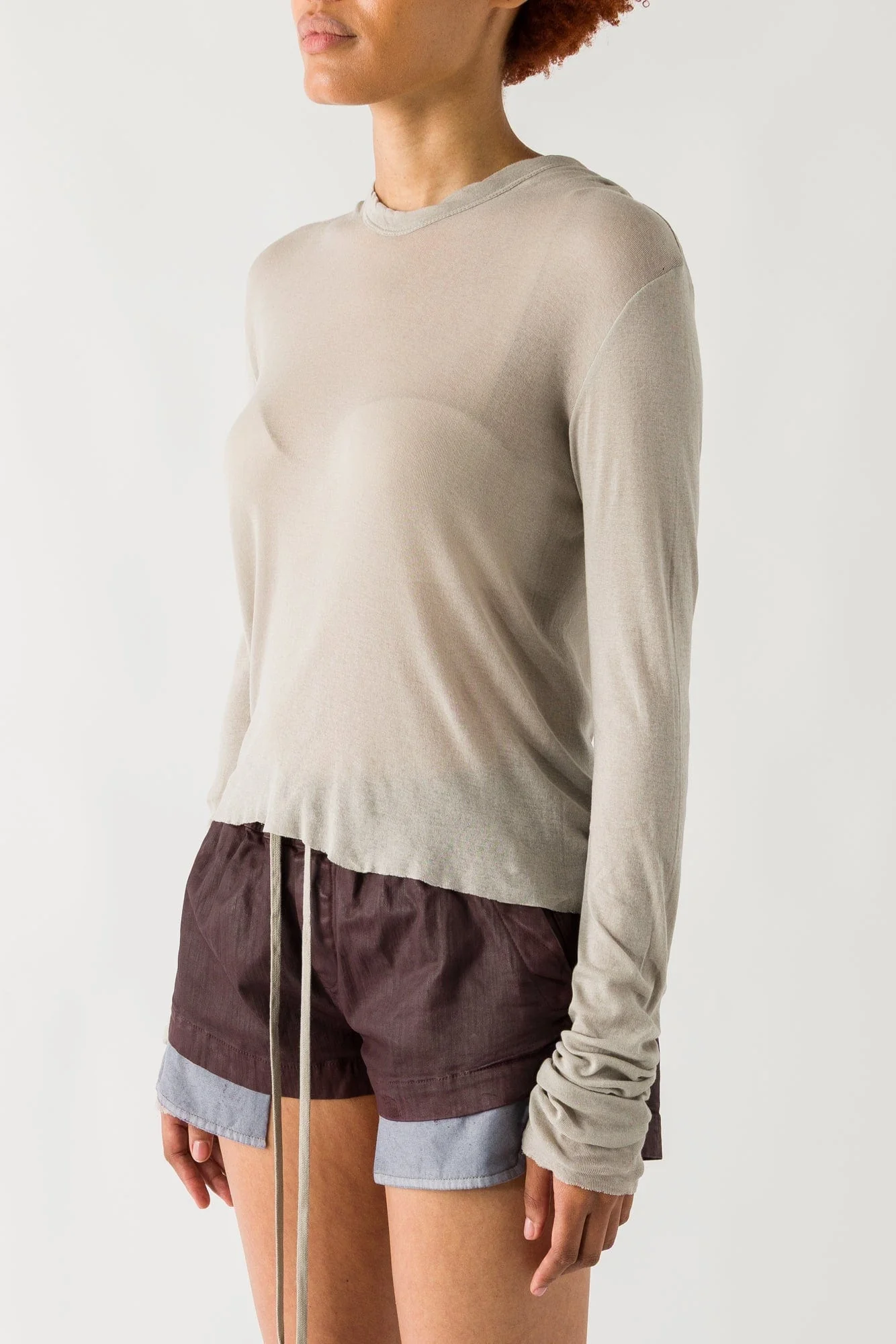 Rick Owens Cropped Hooded Rib LS T - Image 2