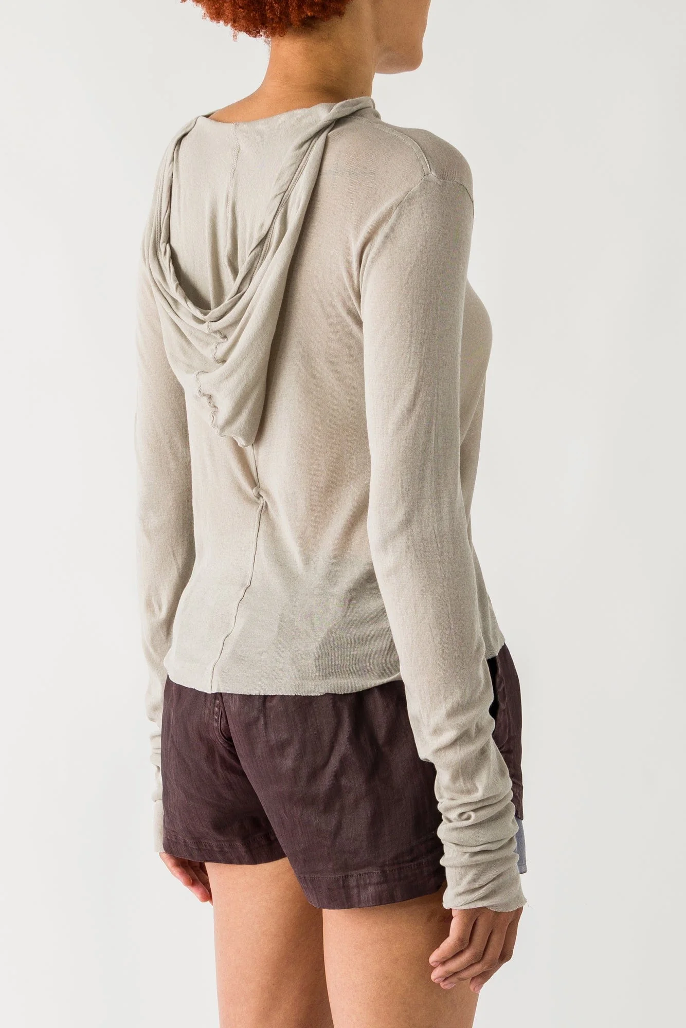 Rick Owens Cropped Hooded Rib LS T - Image 3