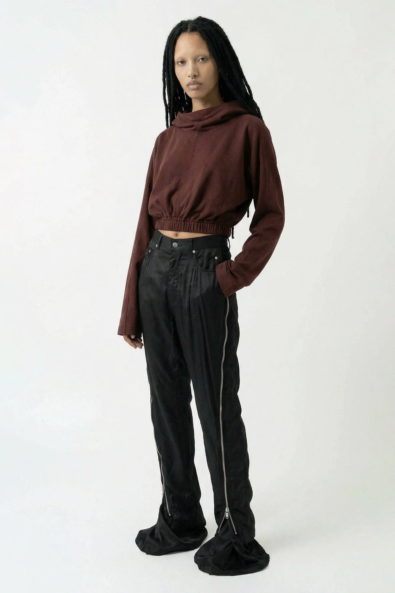 Rick Owens DRKSHDW Cropped Hooded Tunic in Scab - Image 4