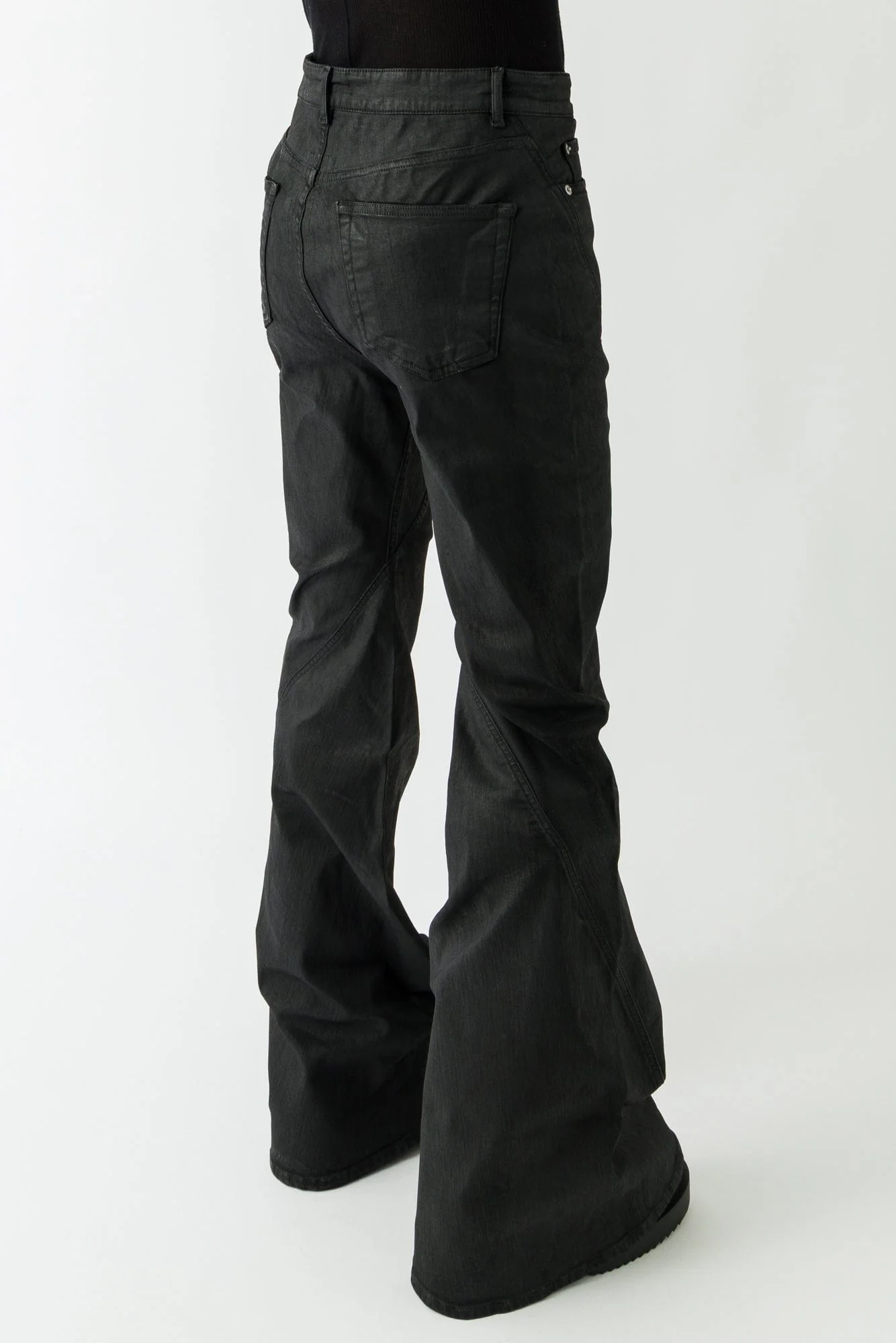 Rick Owens DRKSHDW Bias Bootcut in Stretch Black Wax - Image 3