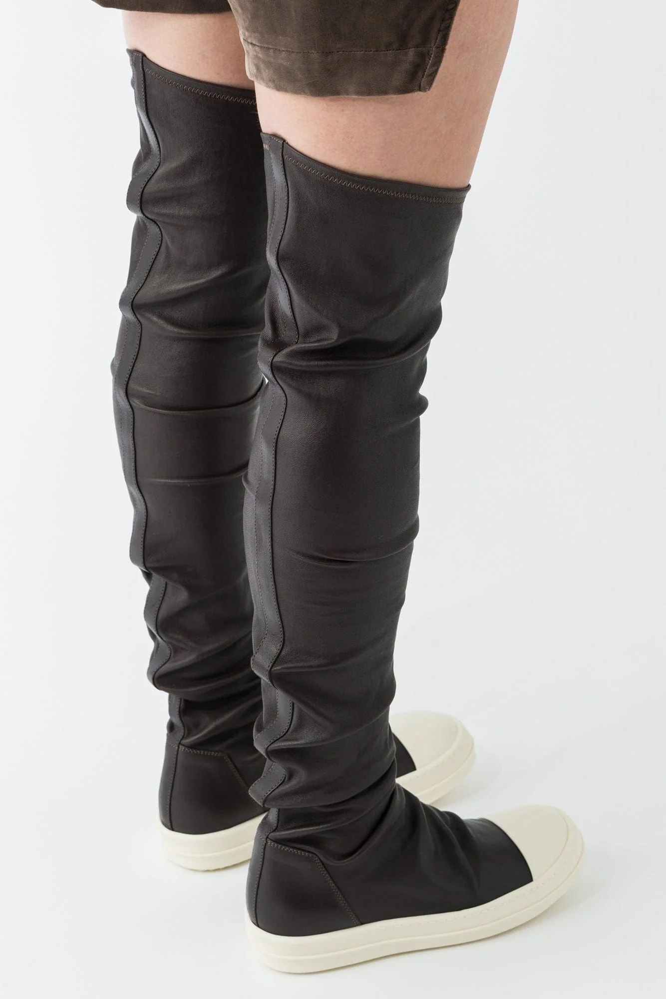 Rick Owens High Stocking Sneaks in Stretch Leather - Image 3