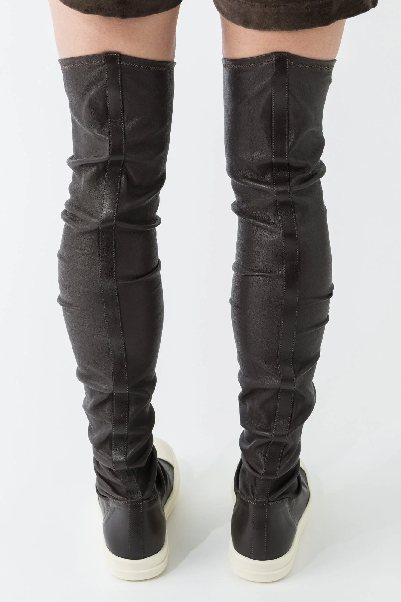 Rick Owens High Stocking Sneaks in Stretch Leather - Image 4
