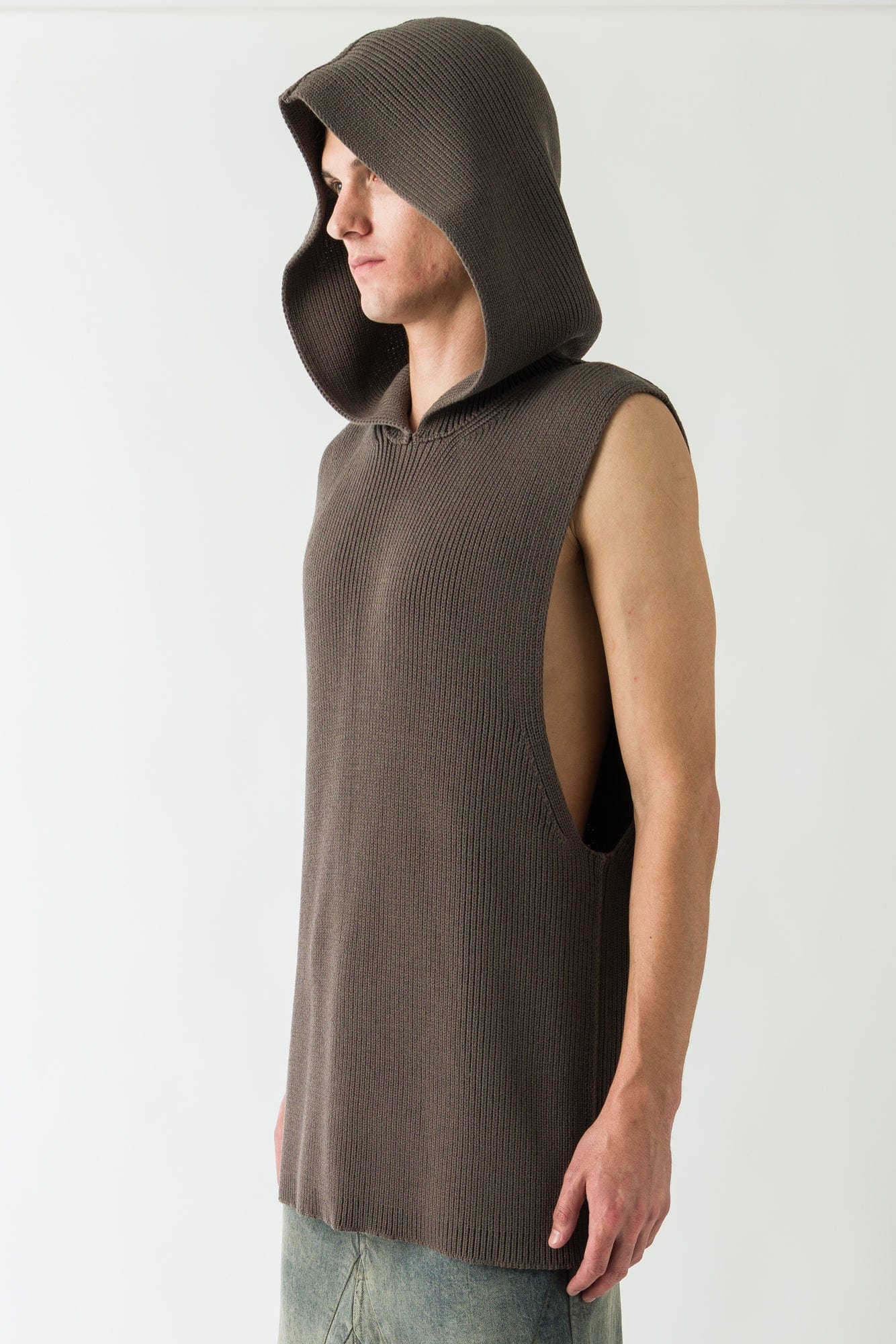 Rick Owens Hooded Tank in Dark Dust - Image 2