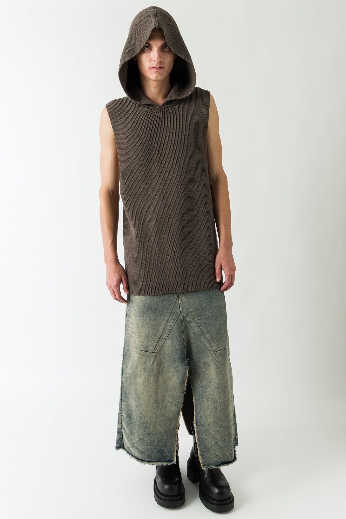 Rick Owens Hooded Tank in Dark Dust - Image 4