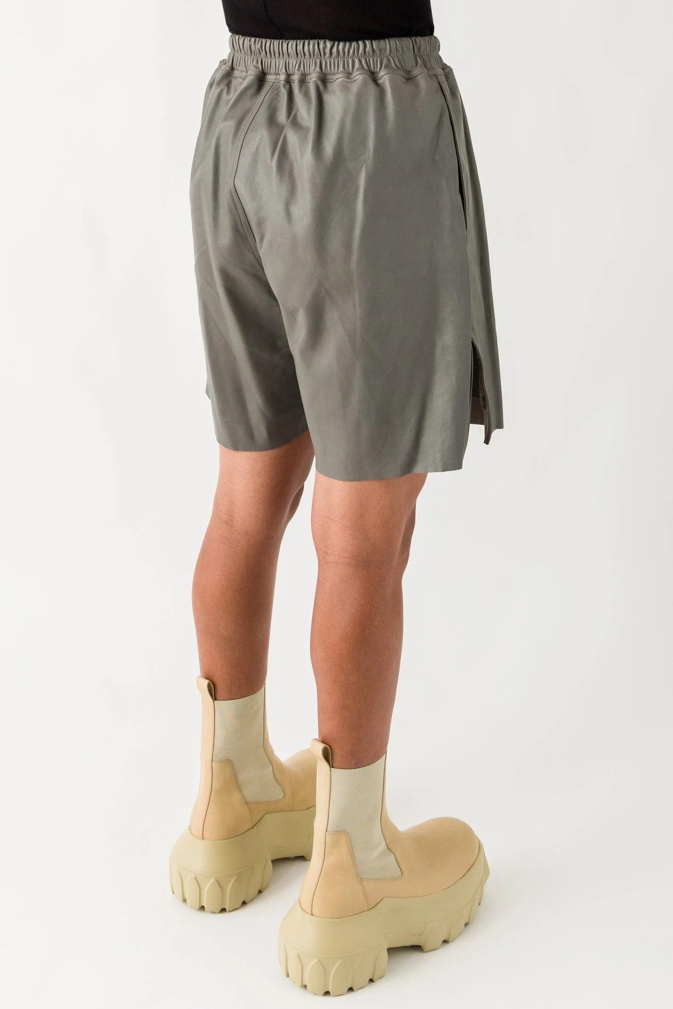 Rick Owens Leather Boxers in Washed Indigo - Image 3