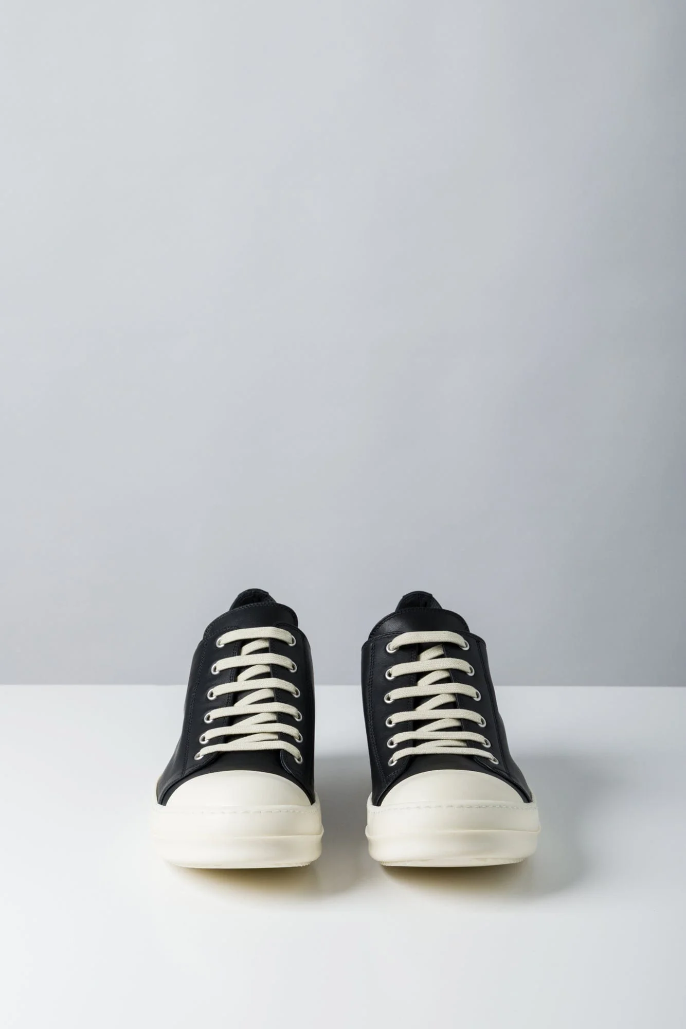 Rick Owens Low Sneaks in Black-Milk-Milk - Image 3