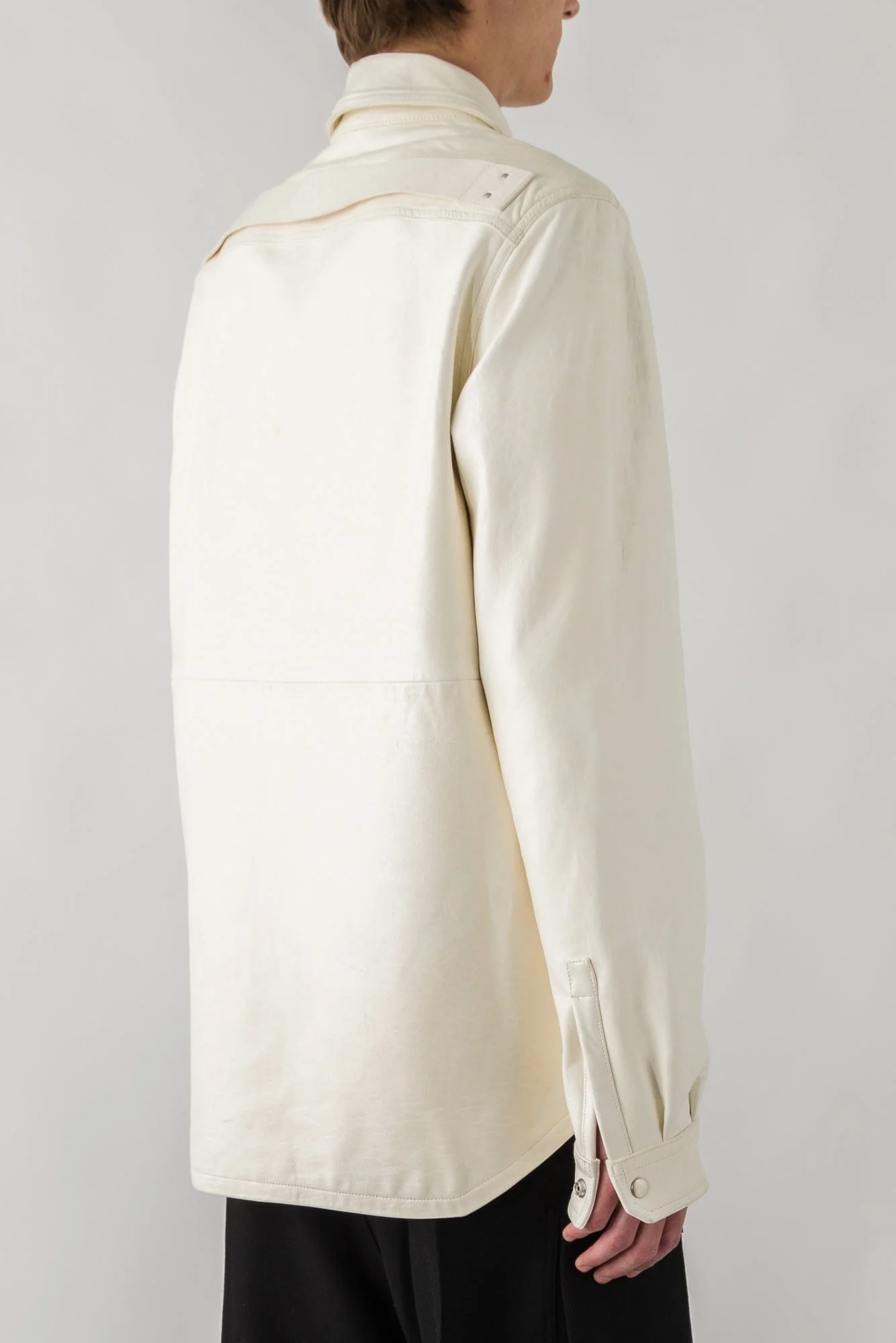 Rick Owens Outershirt in Leather in Milk - Image 3