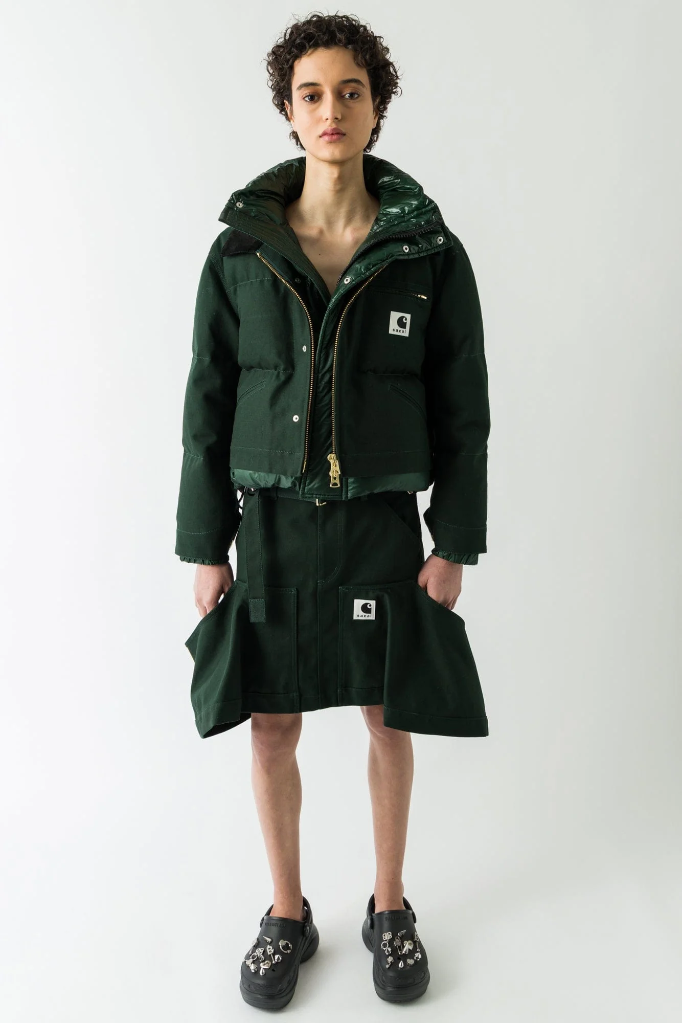 Sacai Carhartt Duck Skirt In Green - Image 4