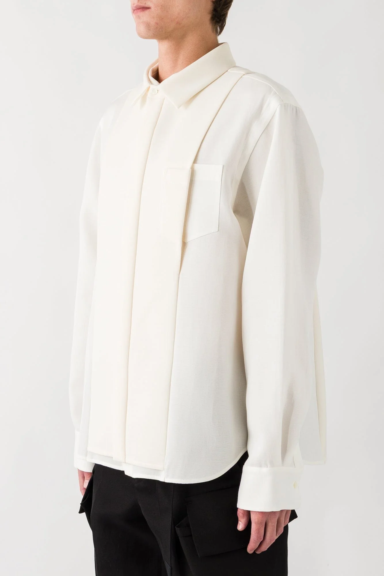 Sacai Double-Faced Silk Cotton Shirt In Off White - Image 2