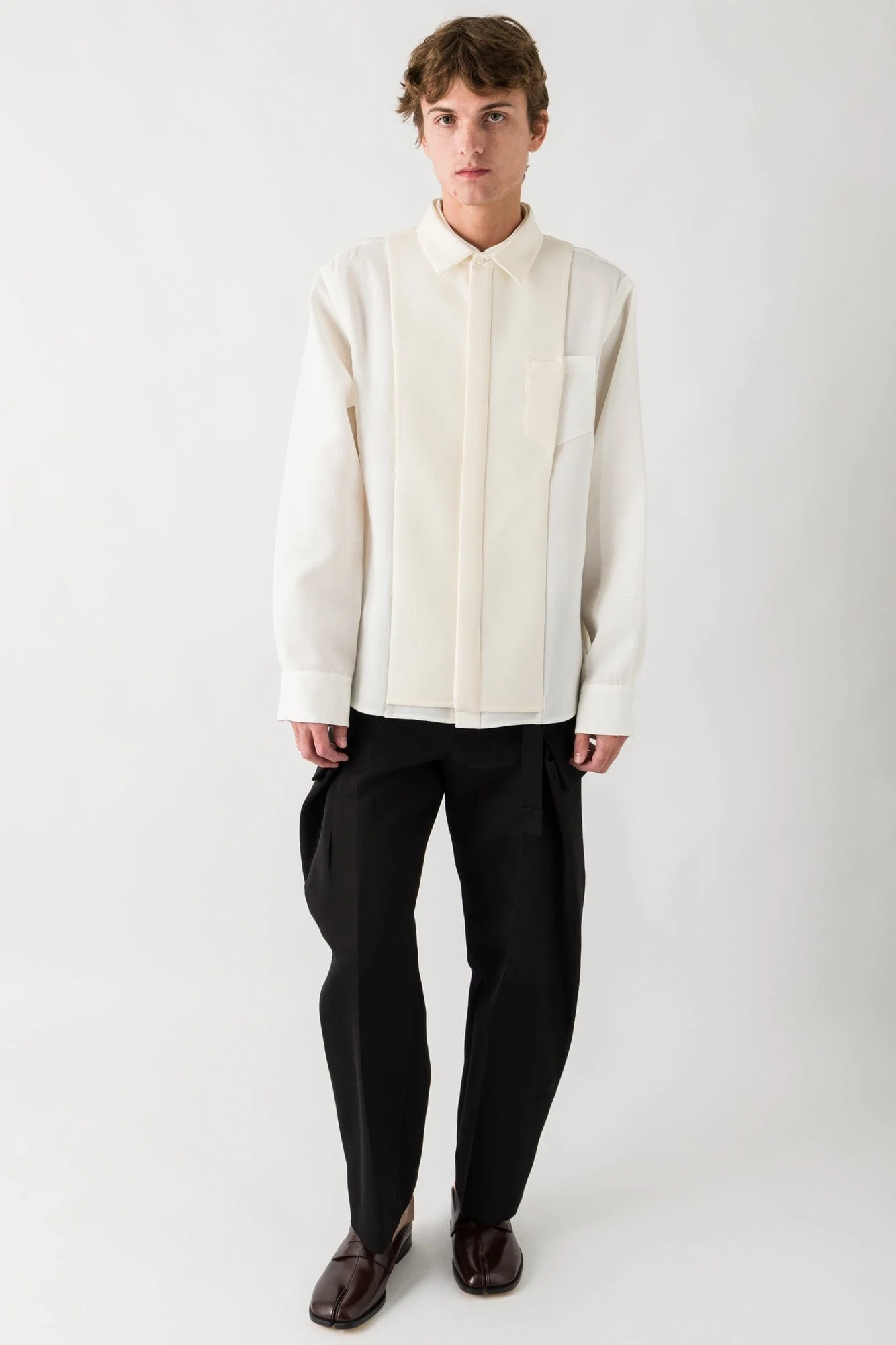 Sacai Double-Faced Silk Cotton Shirt In Off White - Image 4