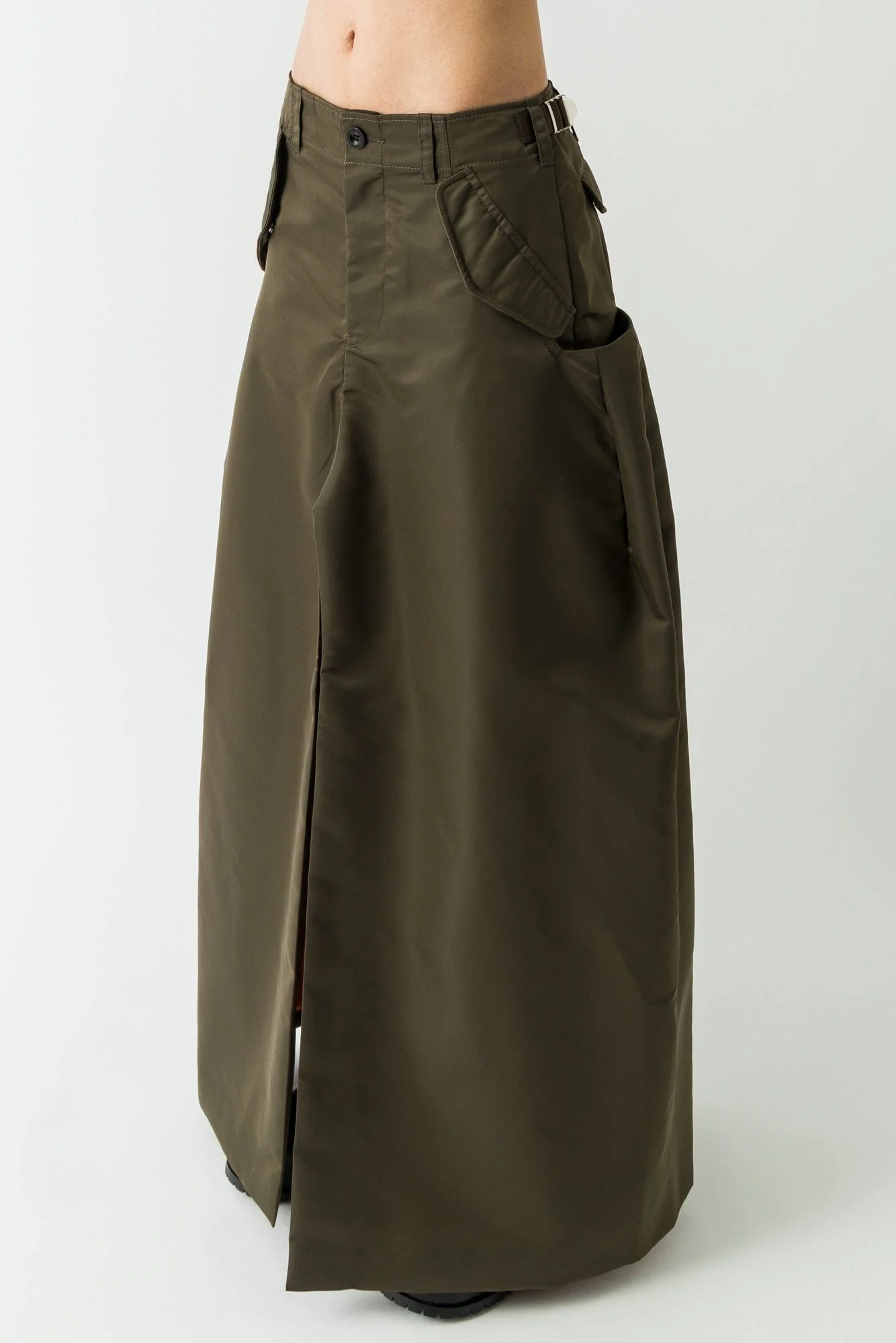 Sacai Nylon Twill Skirt in Khaki - Image 2