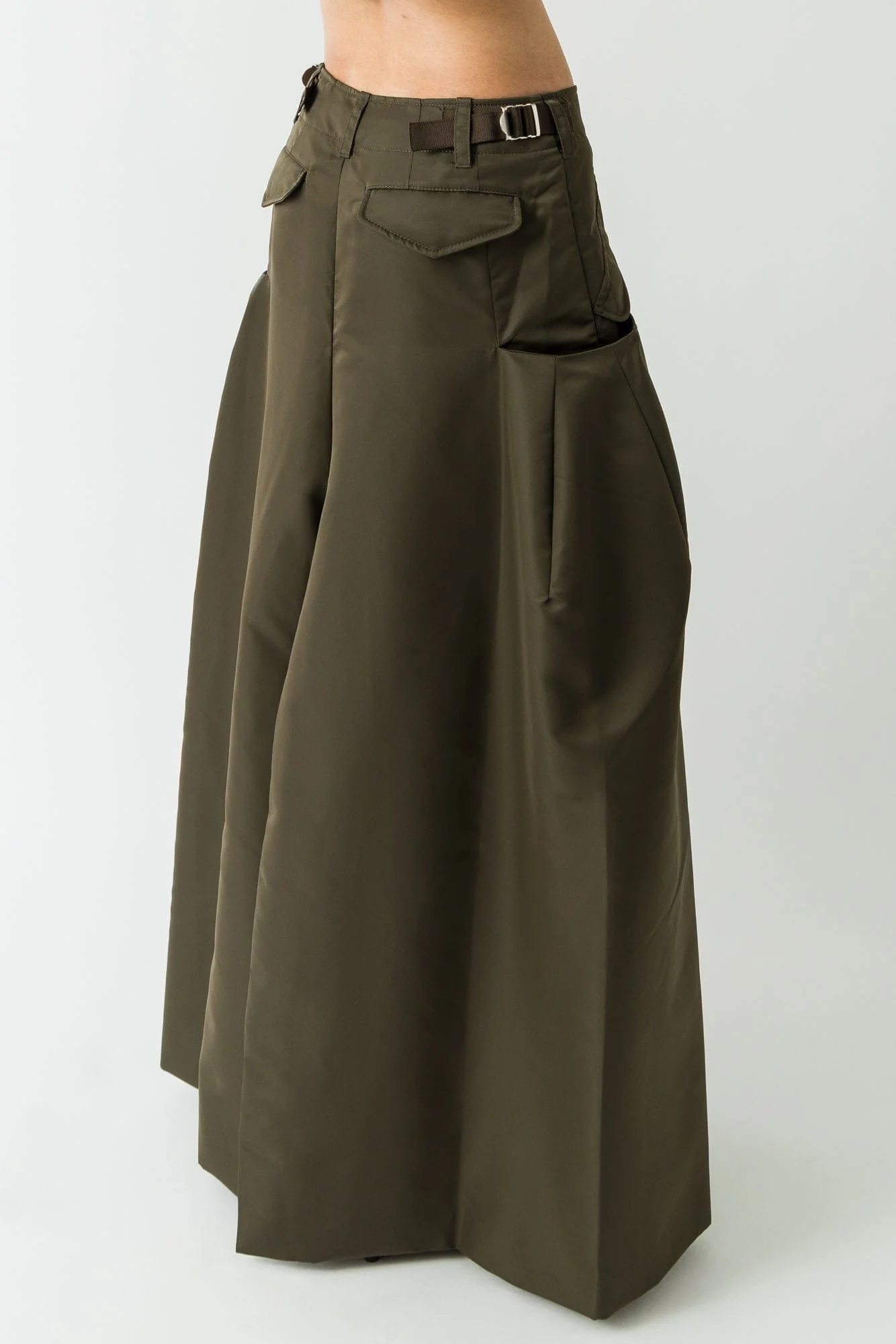 Sacai Nylon Twill Skirt in Khaki - Image 3