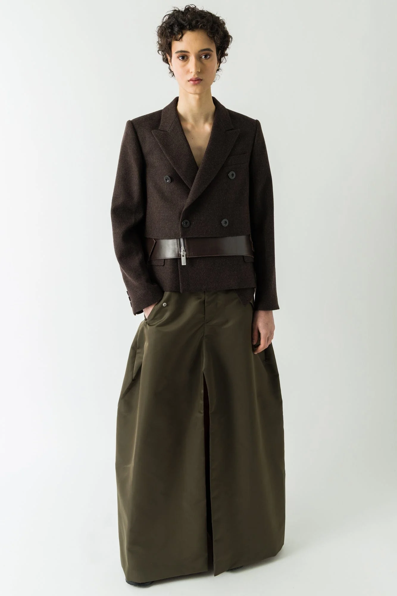 Sacai Nylon Twill Skirt in Khaki - Image 4